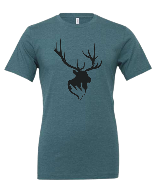 Aspendale Elk (black) Premium unisex crewneck tee Heather Teal