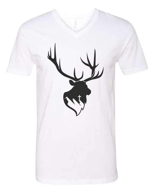 Aspendale Elk (black) Premium unisex v-neck tee White