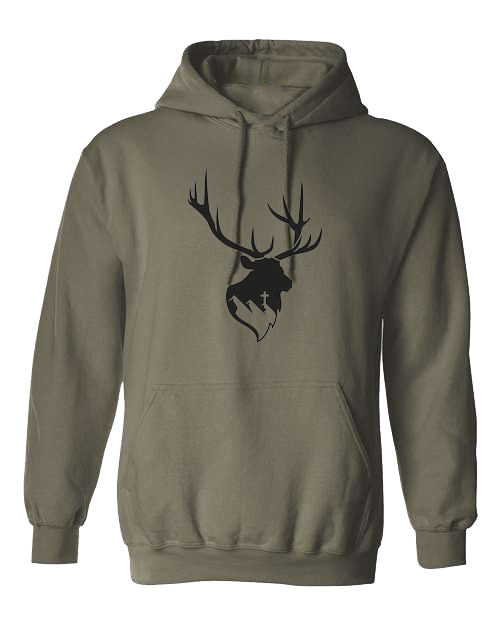 Aspendale Elk (black) Unisex Classic Hoodie Military Green