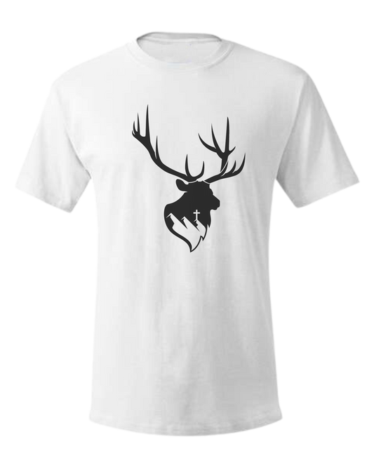 Aspendale Elk (black) Unisex crewneck graphic tee (light colors) White