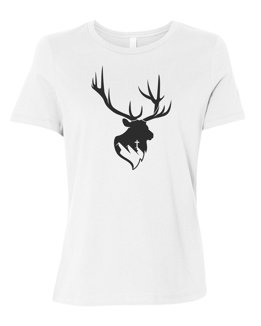 Aspendale Elk (black) Women's fit premium crewneck tee White