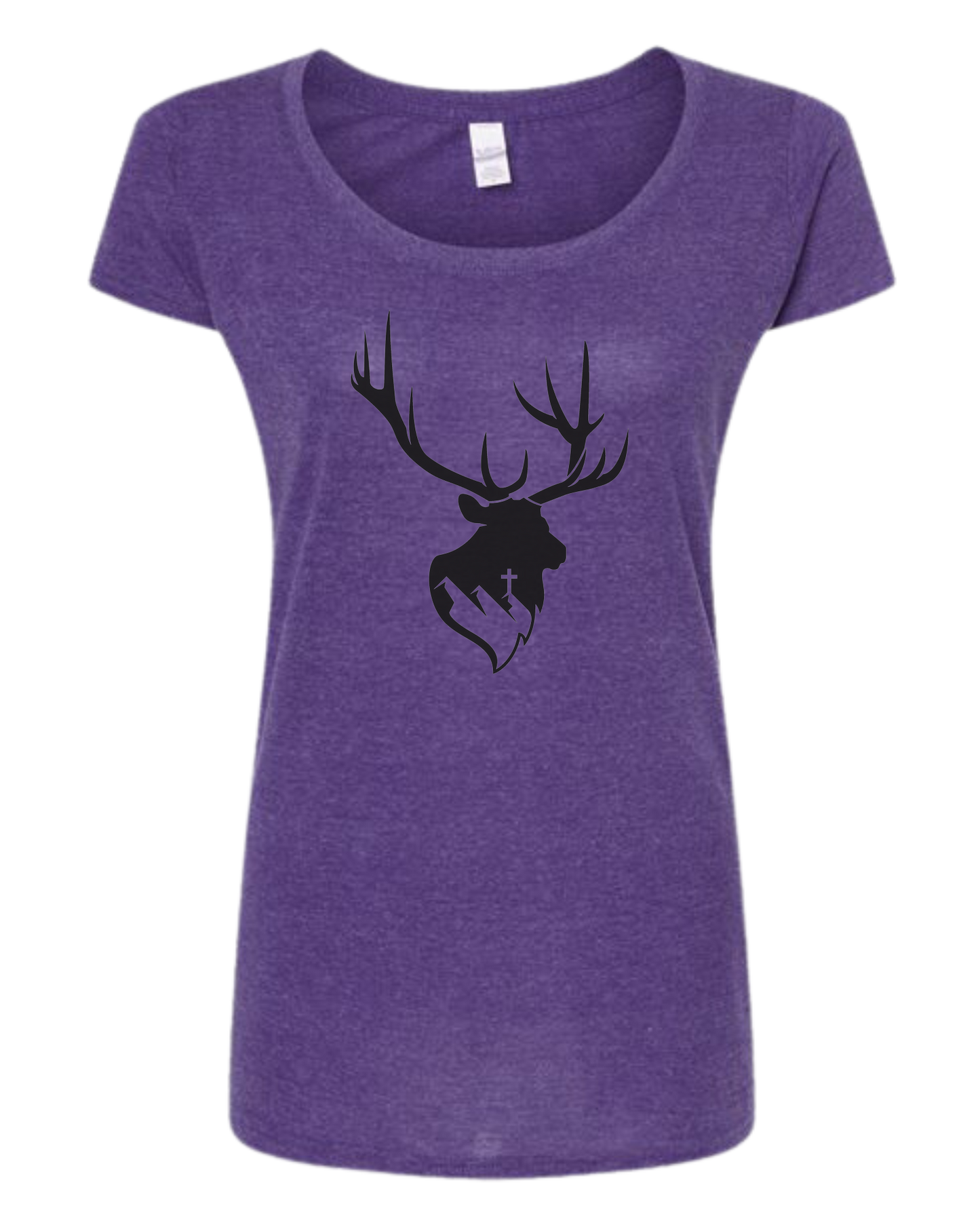 Aspendale Elk (black) Women's fit scoop neck tee Heather Purple