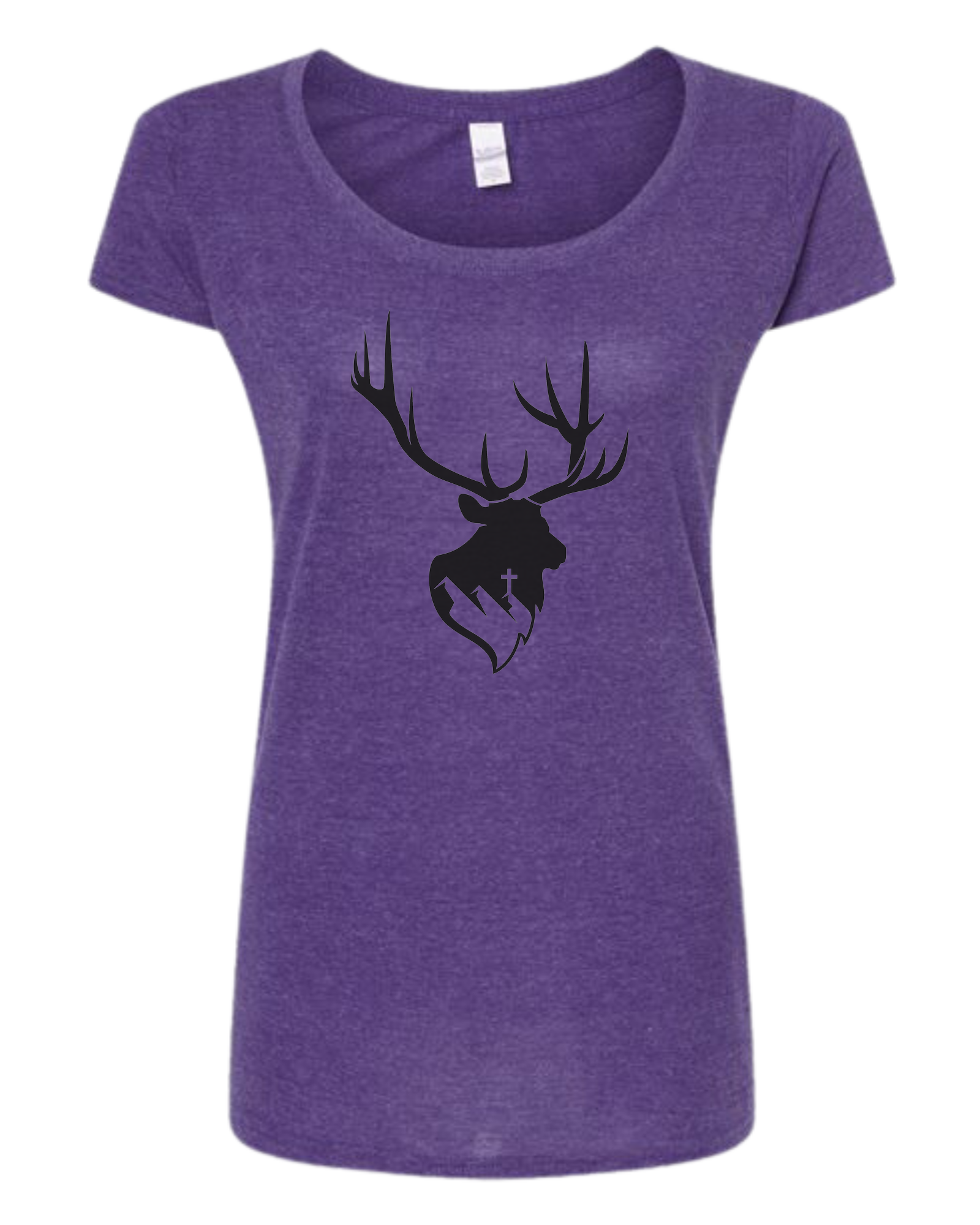 Aspendale Elk (black) Women's fit scoop neck tee Heather Purple