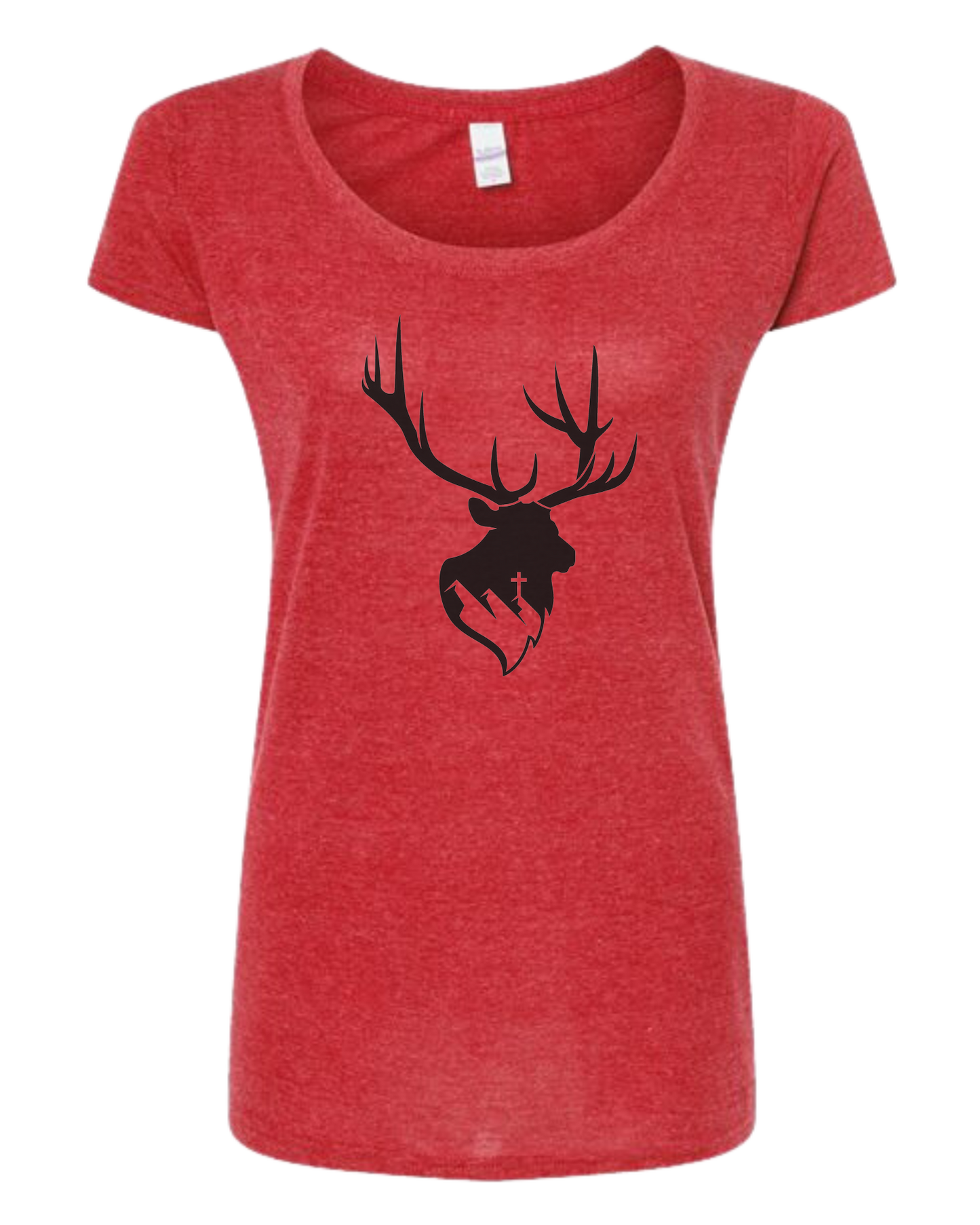 Aspendale Elk (black) Women's fit scoop neck tee Heather Red