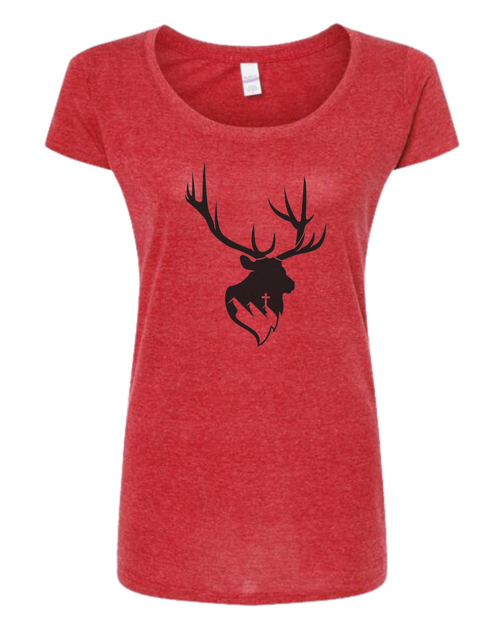 Aspendale Elk (black) Women's fit scoop neck tee Heather Red