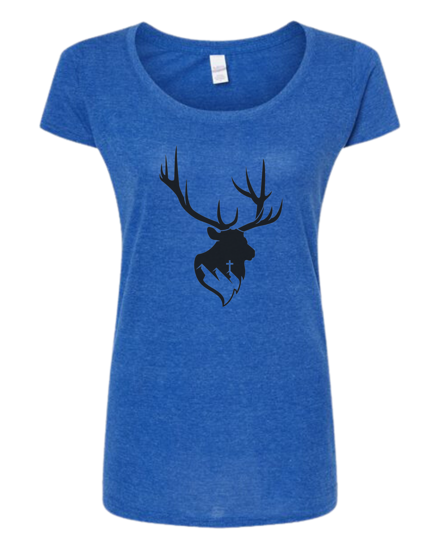 Aspendale Elk (black) Women's fit scoop neck tee Royal Blue