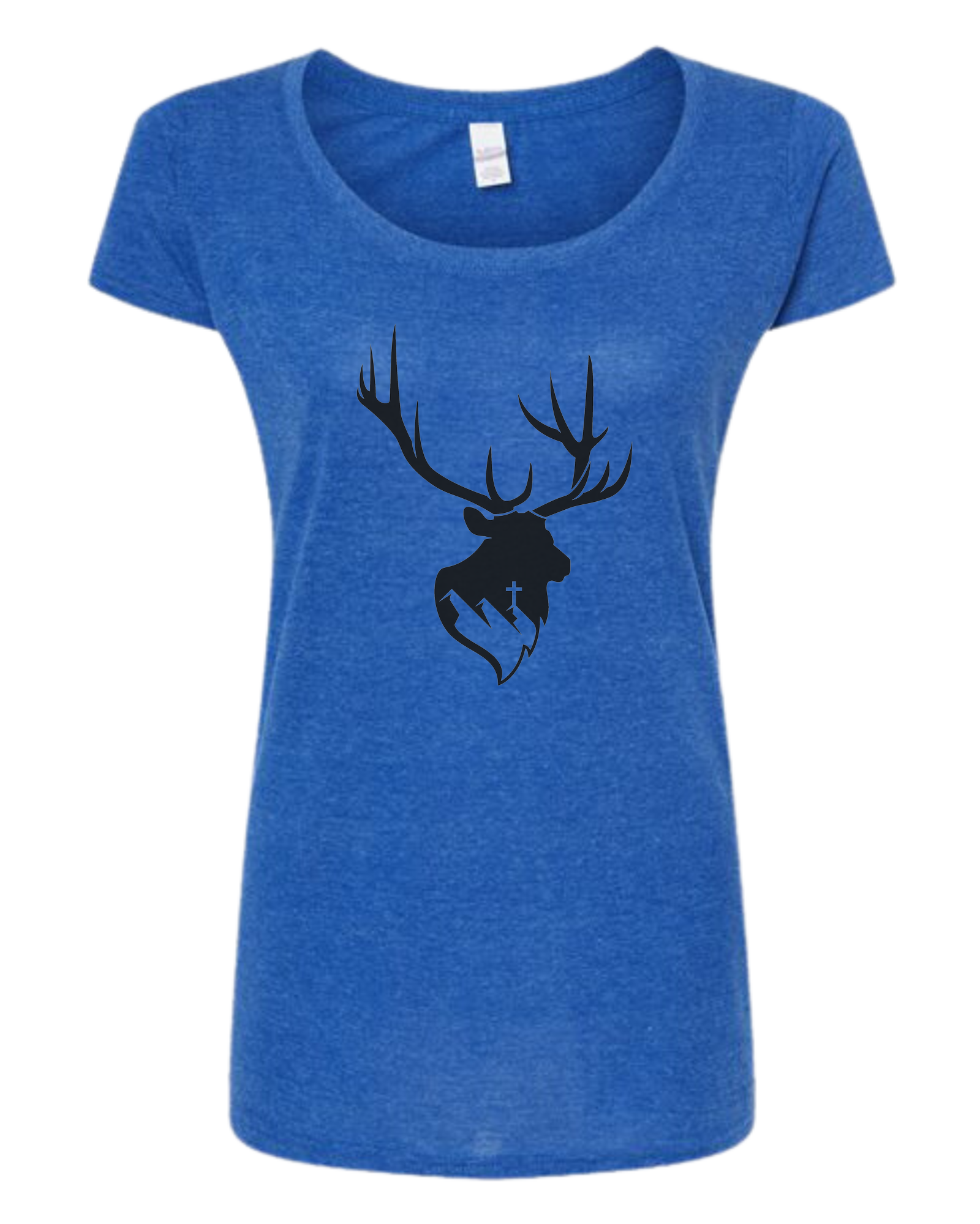Aspendale Elk (black) Women's fit scoop neck tee Royal Blue