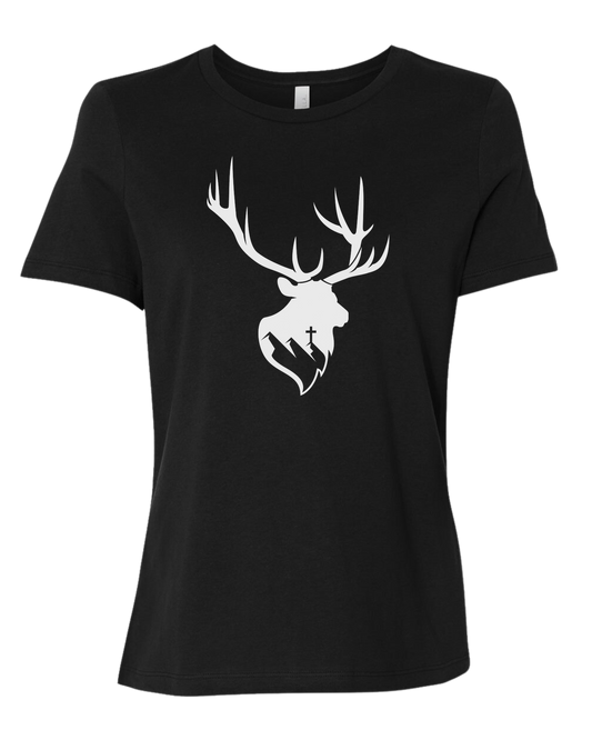 Aspendale Elk (white) Women's fit premium crewneck tee Black