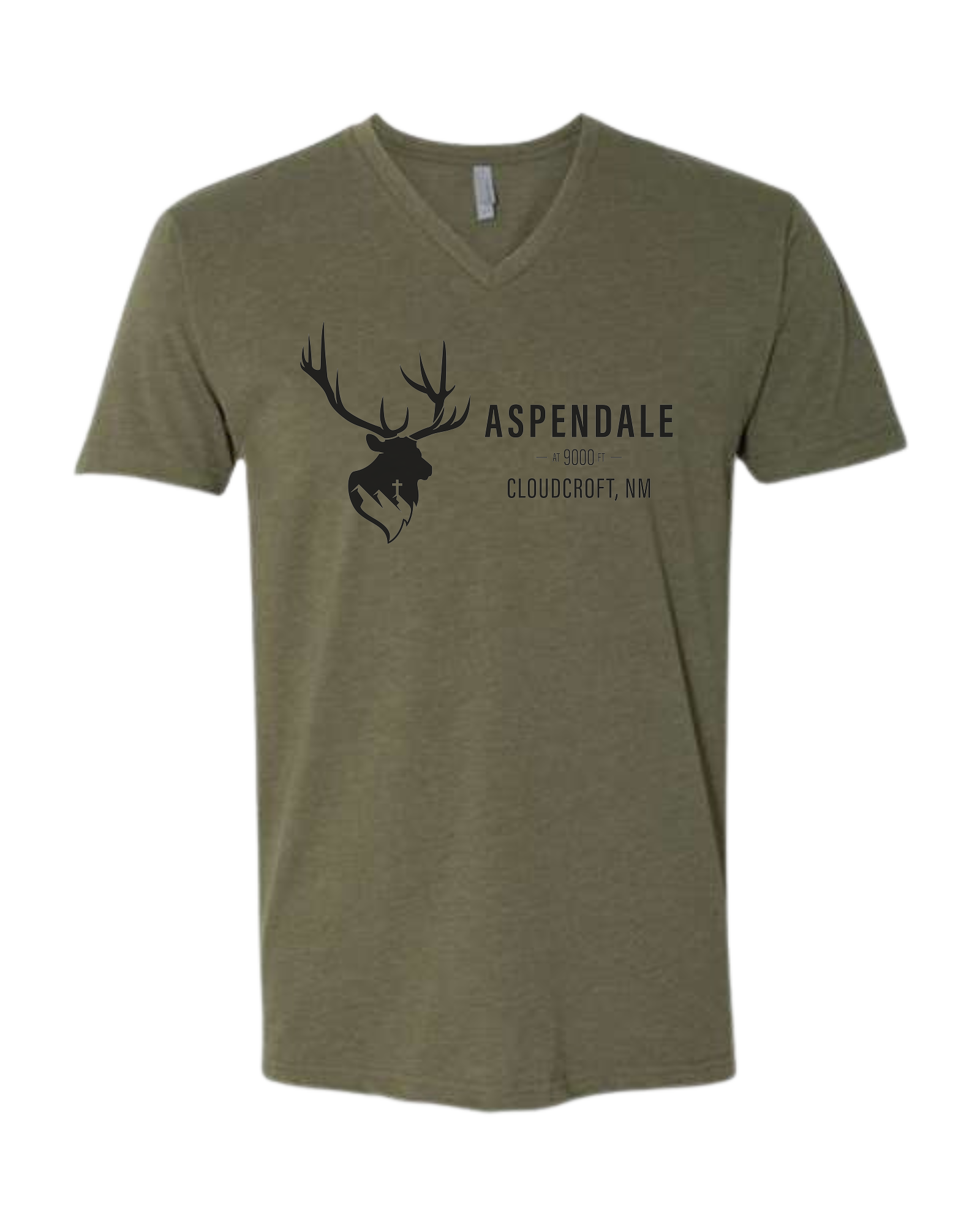 Aspendale Mountain Retreat Premium unisex v-neck tee Military Green