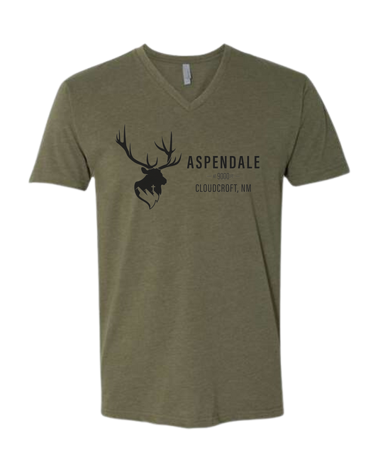Aspendale Mountain Retreat Premium unisex v-neck tee Military Green