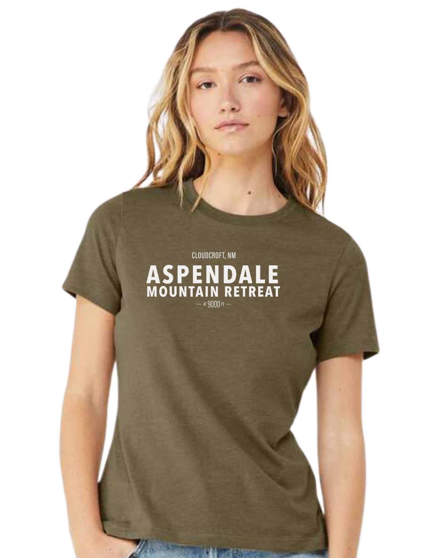 Aspendale Mountain Retreat Women's fit premium crewneck tee Olive
