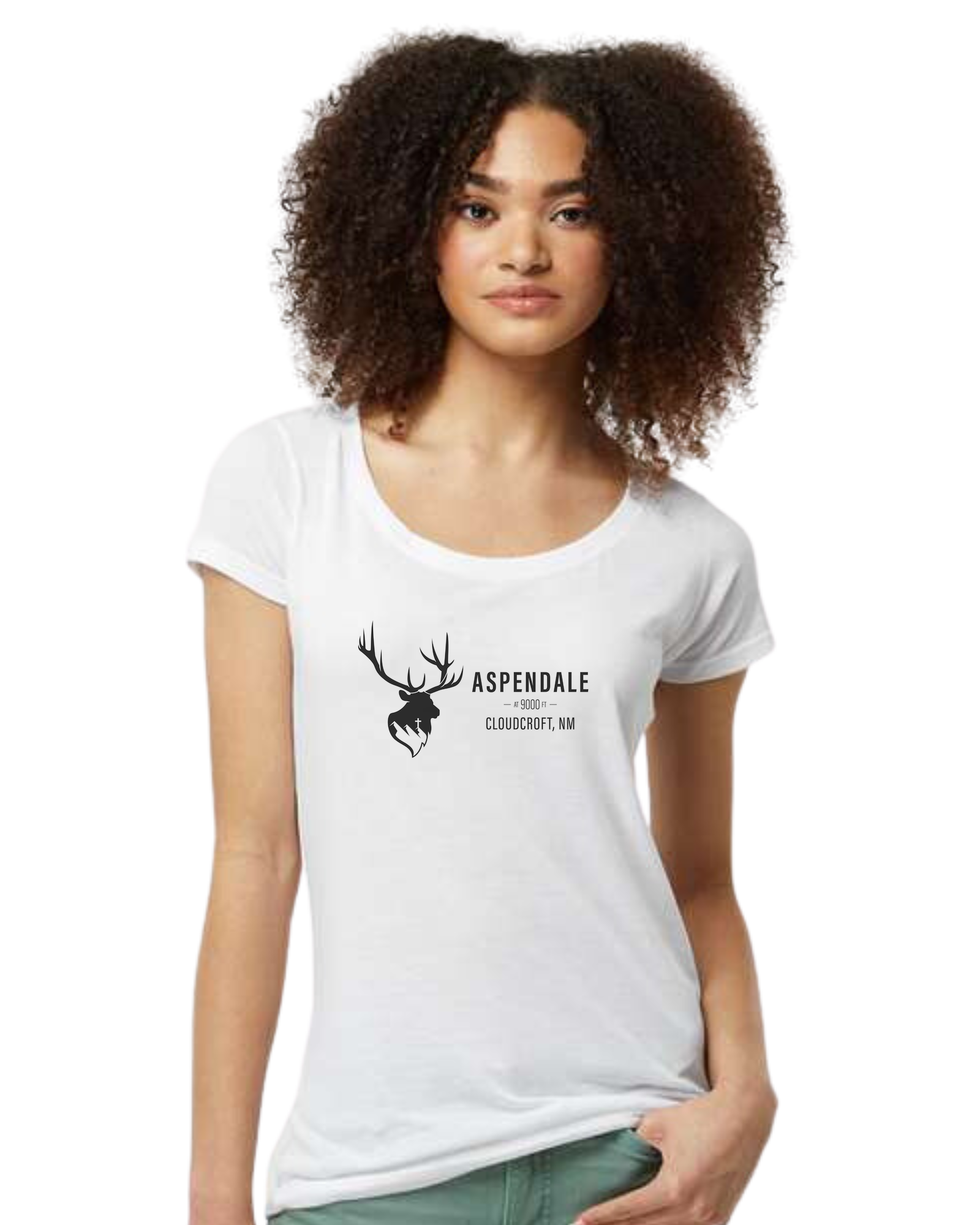 Aspendale Mountain Retreat Women's fit scoop neck tee White