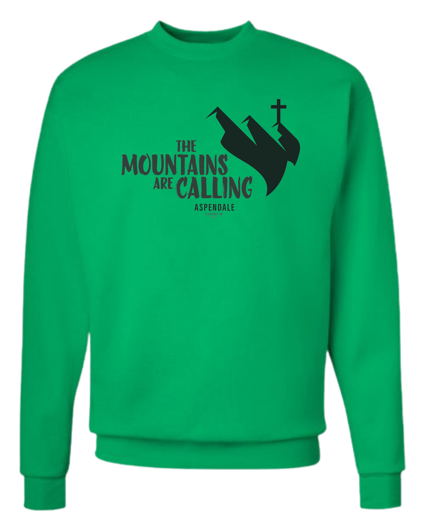Aspendale "Mountains are Calling"  graphic (black) Classic unisex crewneck sweatshirt Green