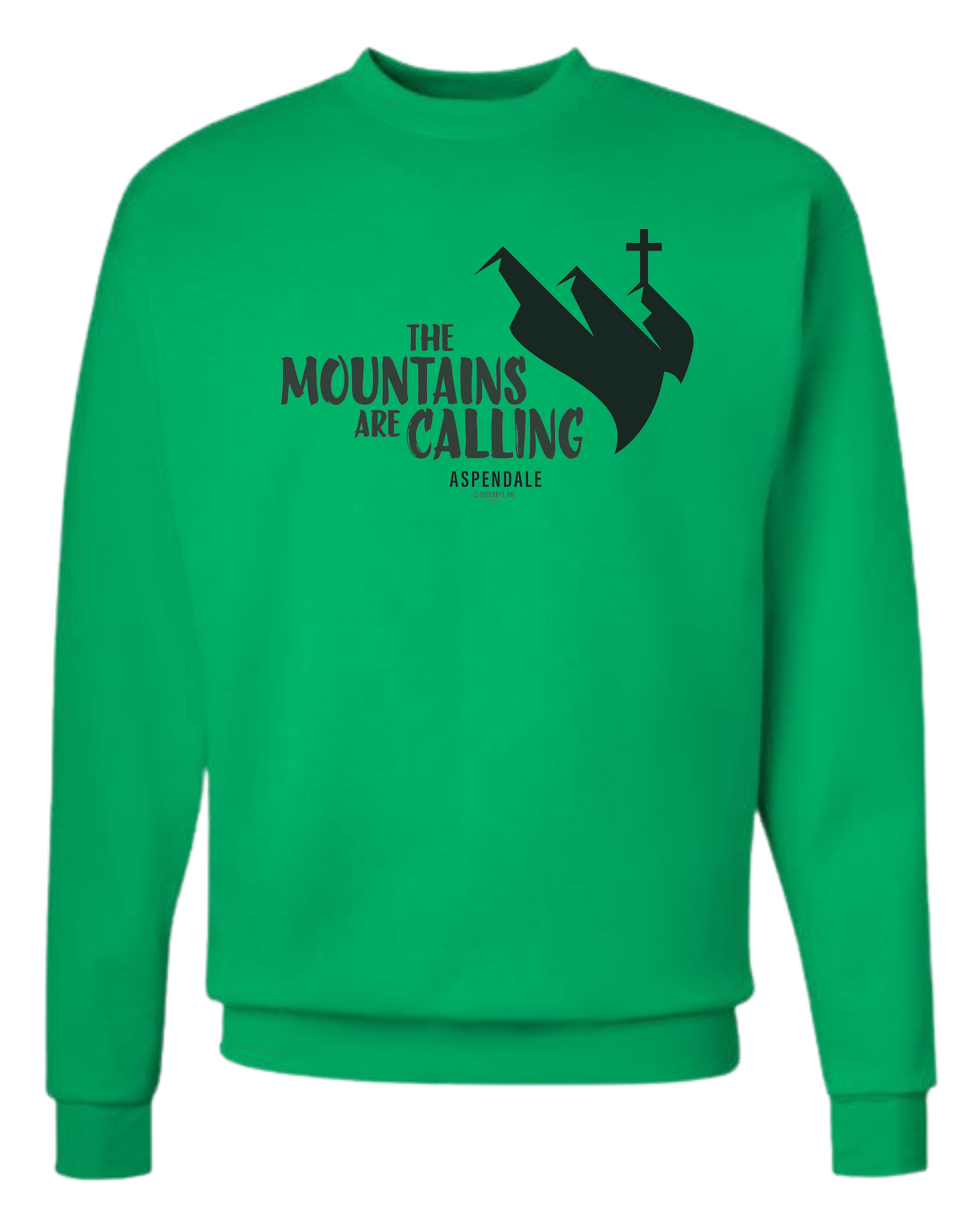 Aspendale "Mountains are Calling"  graphic (black) Classic unisex crewneck sweatshirt Green