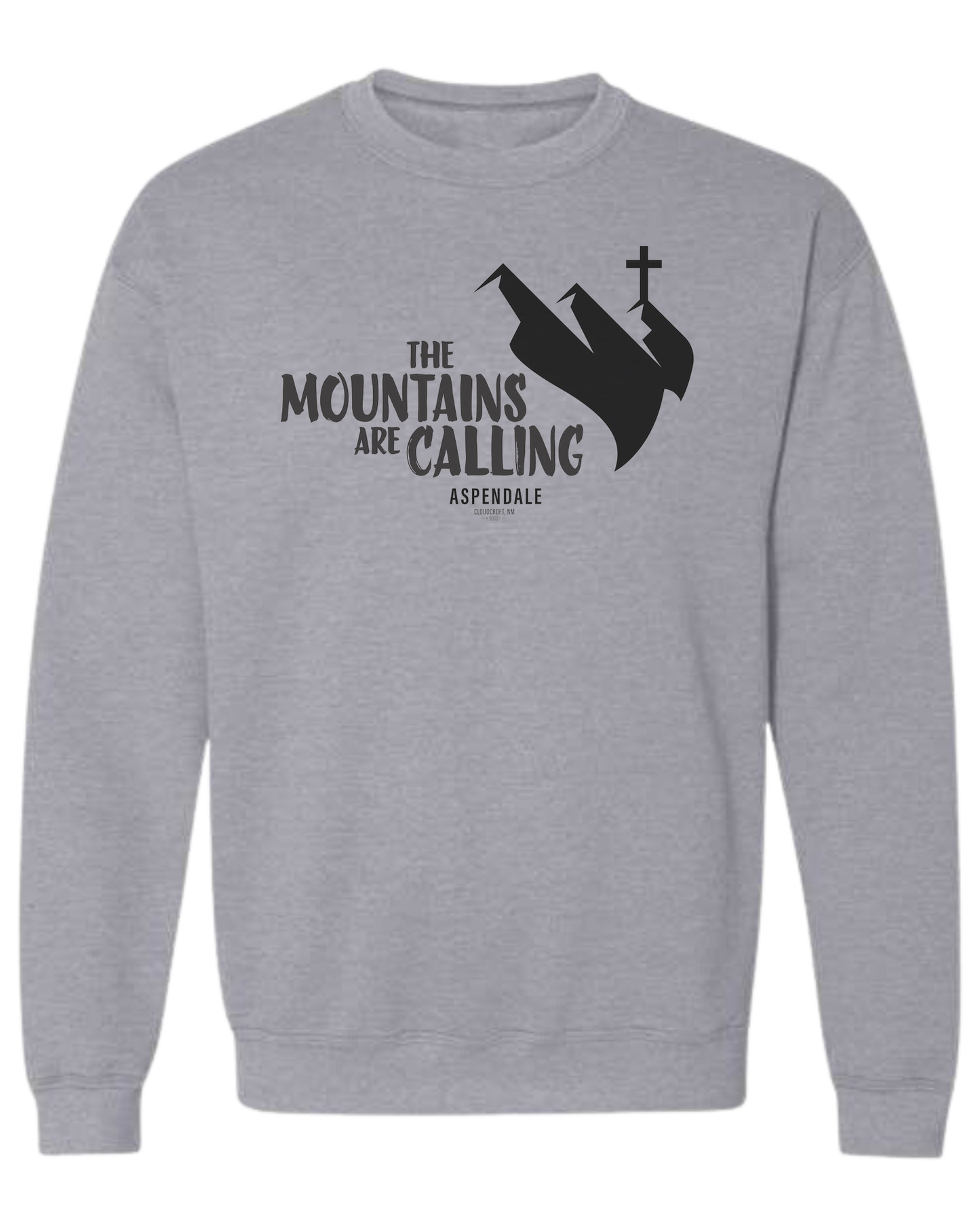 Aspendale "Mountains are Calling"  graphic (black) Classic unisex crewneck sweatshirt Light Grey