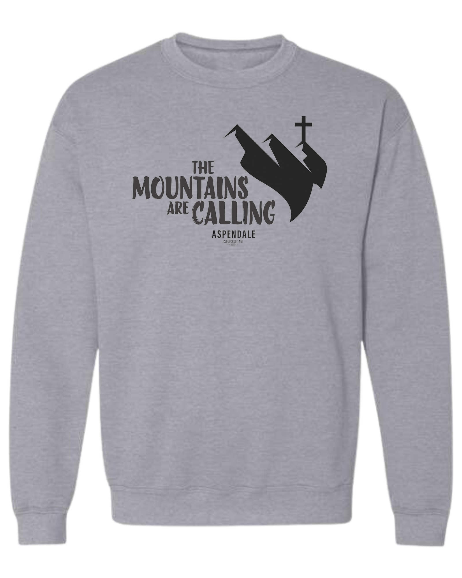 Aspendale "Mountains are Calling"  graphic (black) Classic unisex crewneck sweatshirt Light Grey