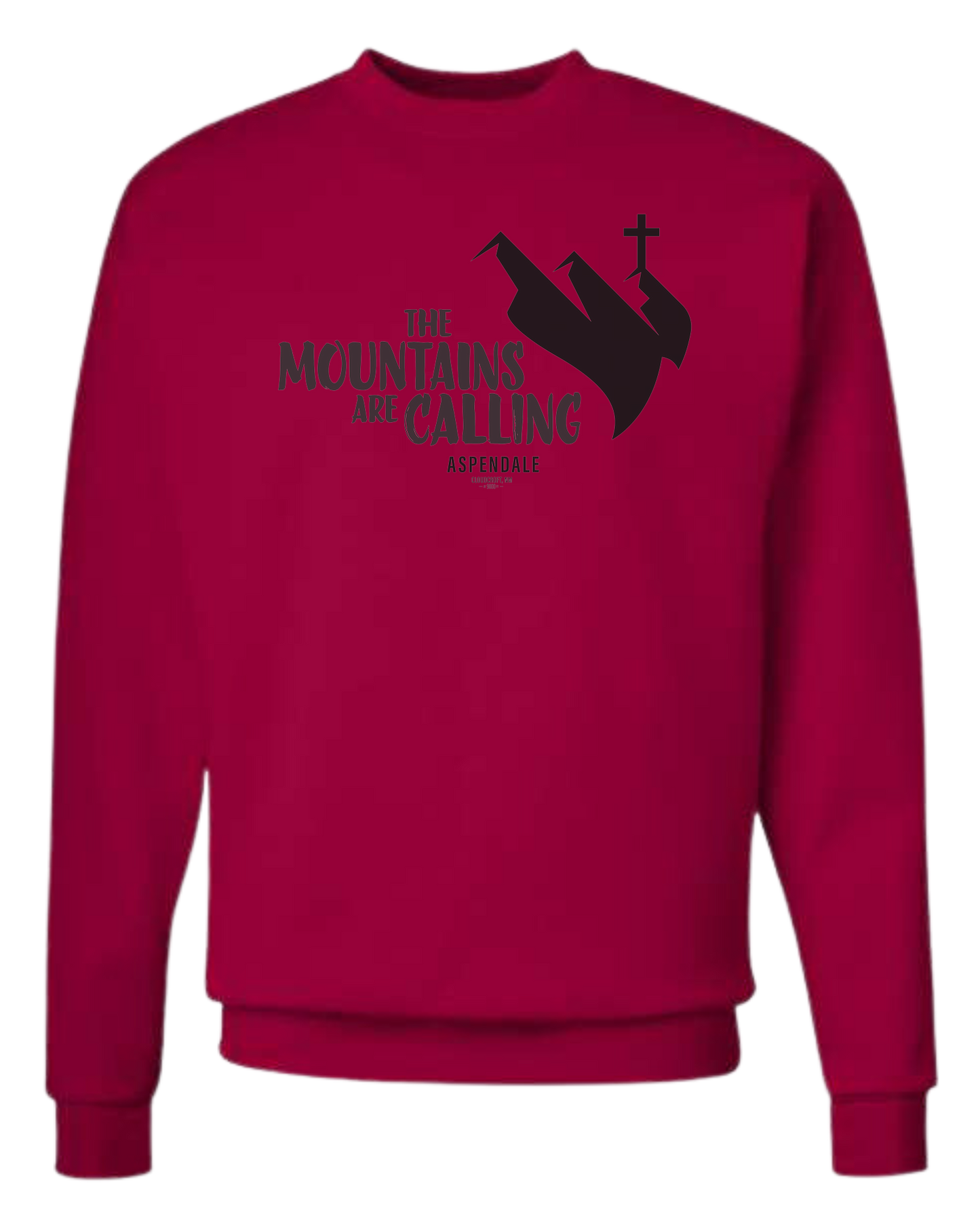 Aspendale "Mountains are Calling"  graphic (black) Classic unisex crewneck sweatshirt Red