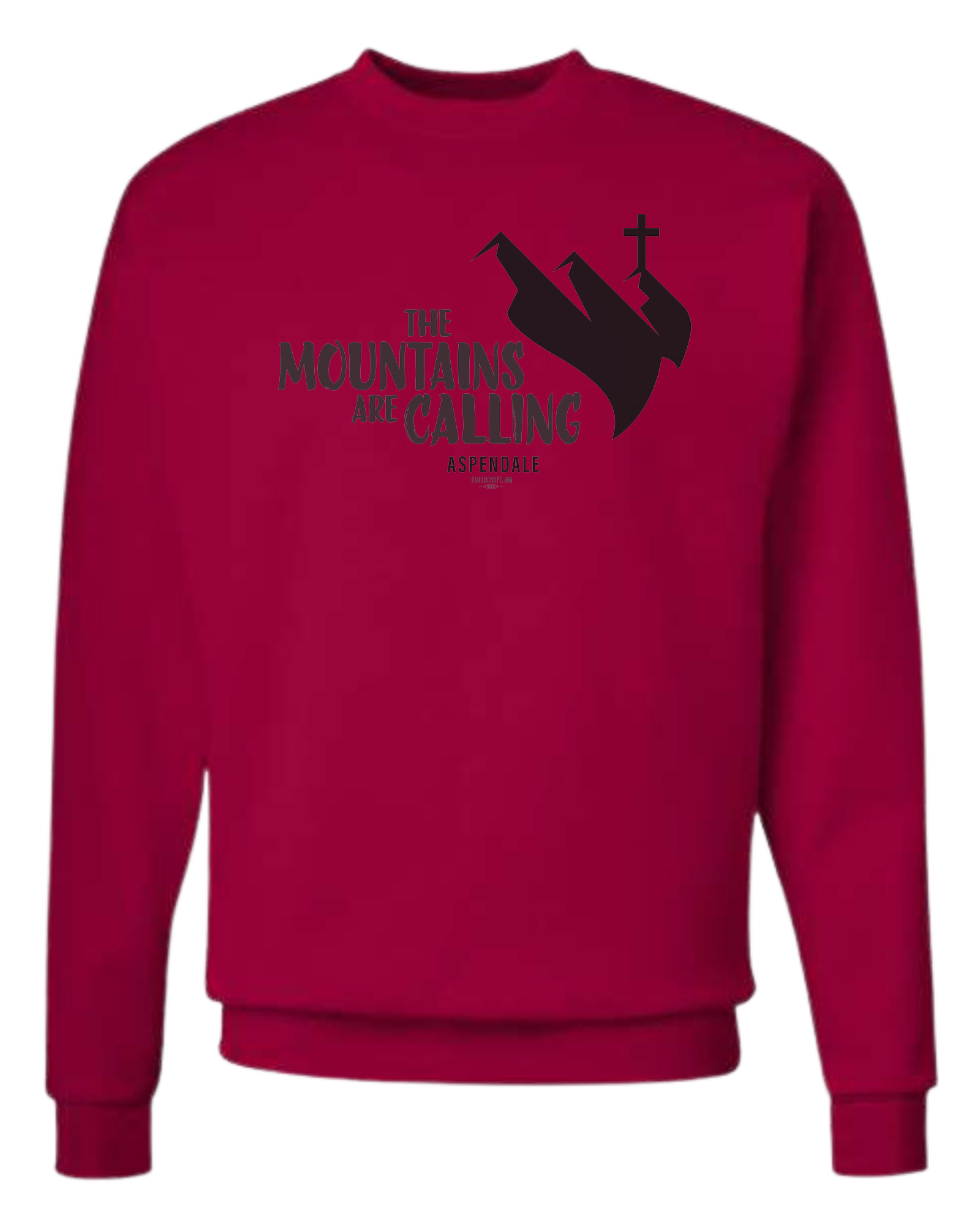 Aspendale "Mountains are Calling"  graphic (black) Classic unisex crewneck sweatshirt Red