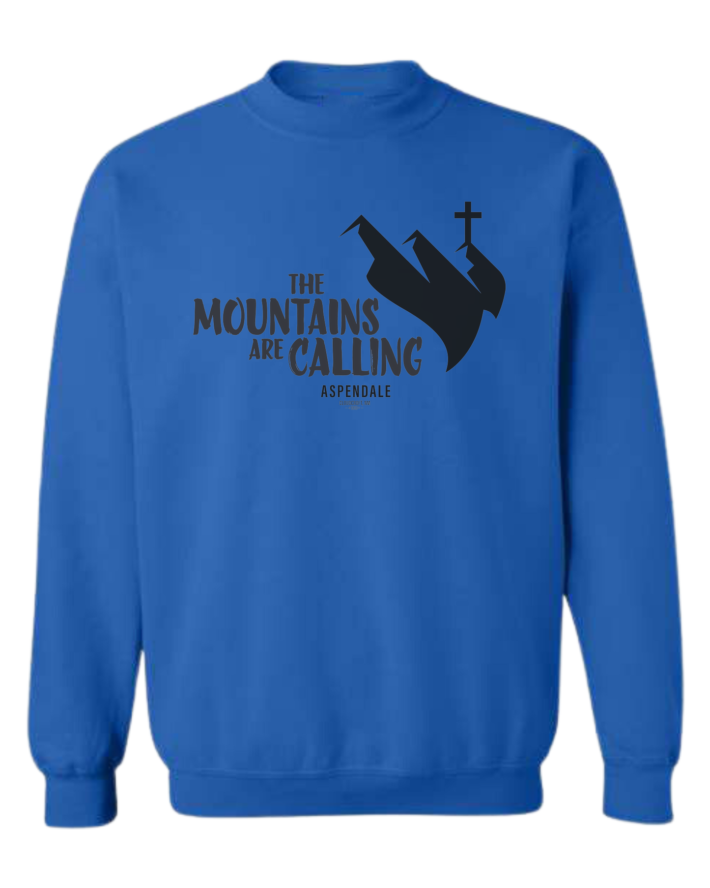 Aspendale "Mountains are Calling"  graphic (black) Classic unisex crewneck sweatshirt Royal Blue