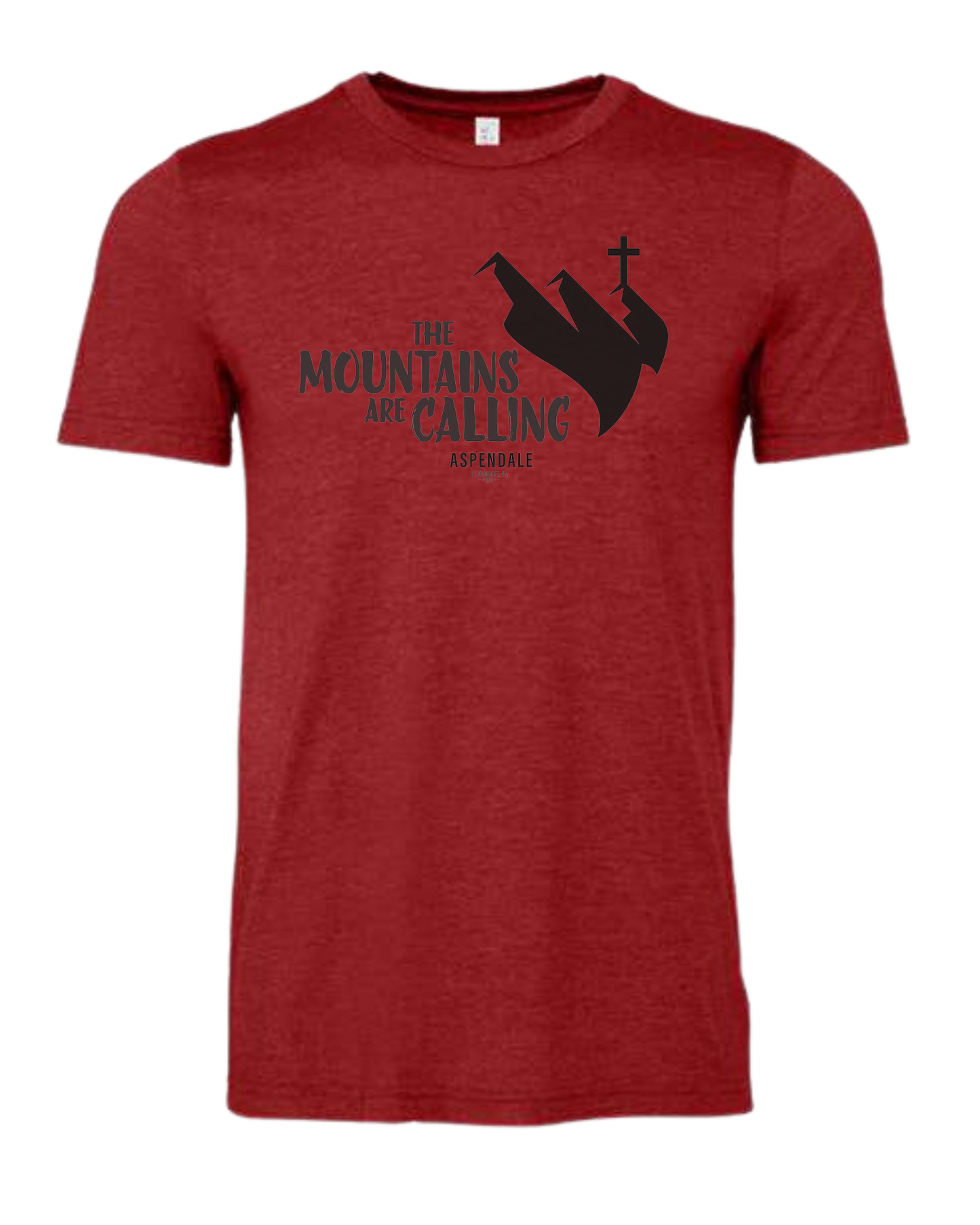 Aspendale "Mountains are Calling"  graphic (black) Premium unisex crewneck tee Canvas Red