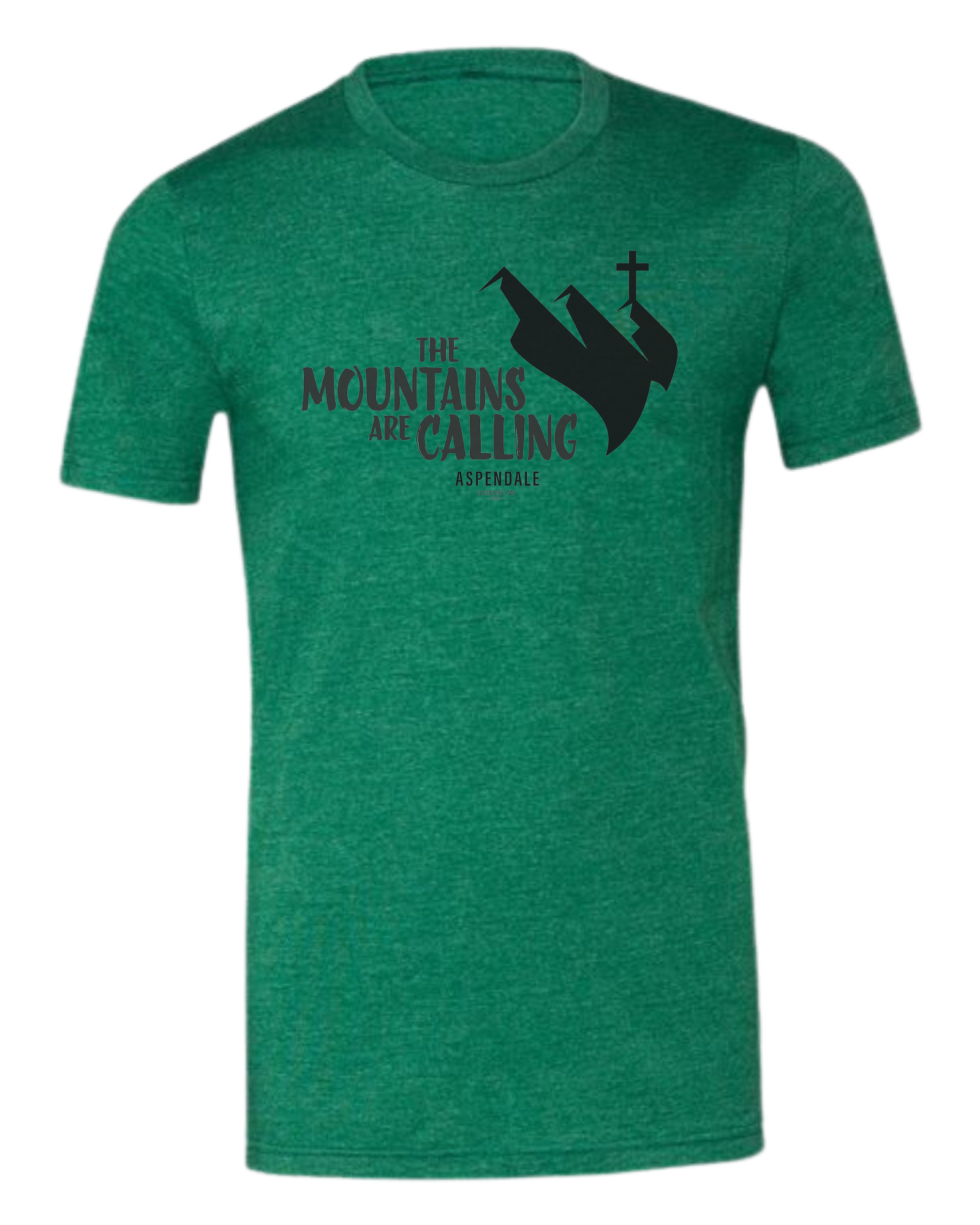 Aspendale "Mountains are Calling"  graphic (black) Premium unisex crewneck tee Grass Green