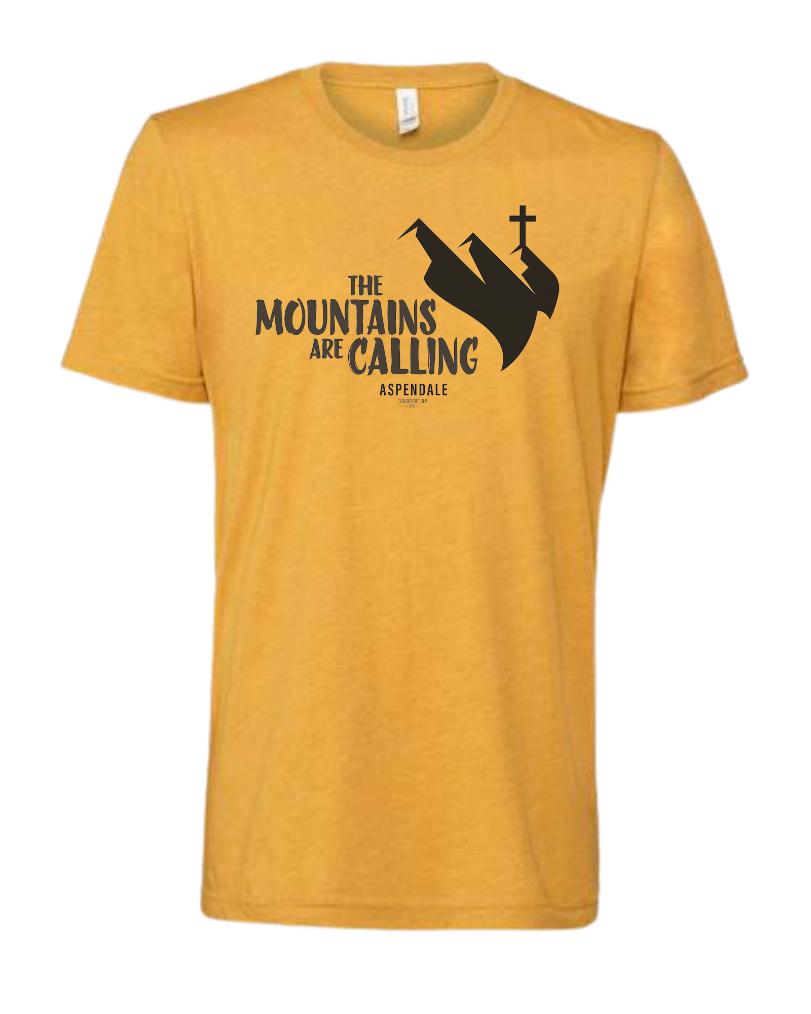 Aspendale "Mountains are Calling"  graphic (black) Premium unisex crewneck tee Heather Mustard
