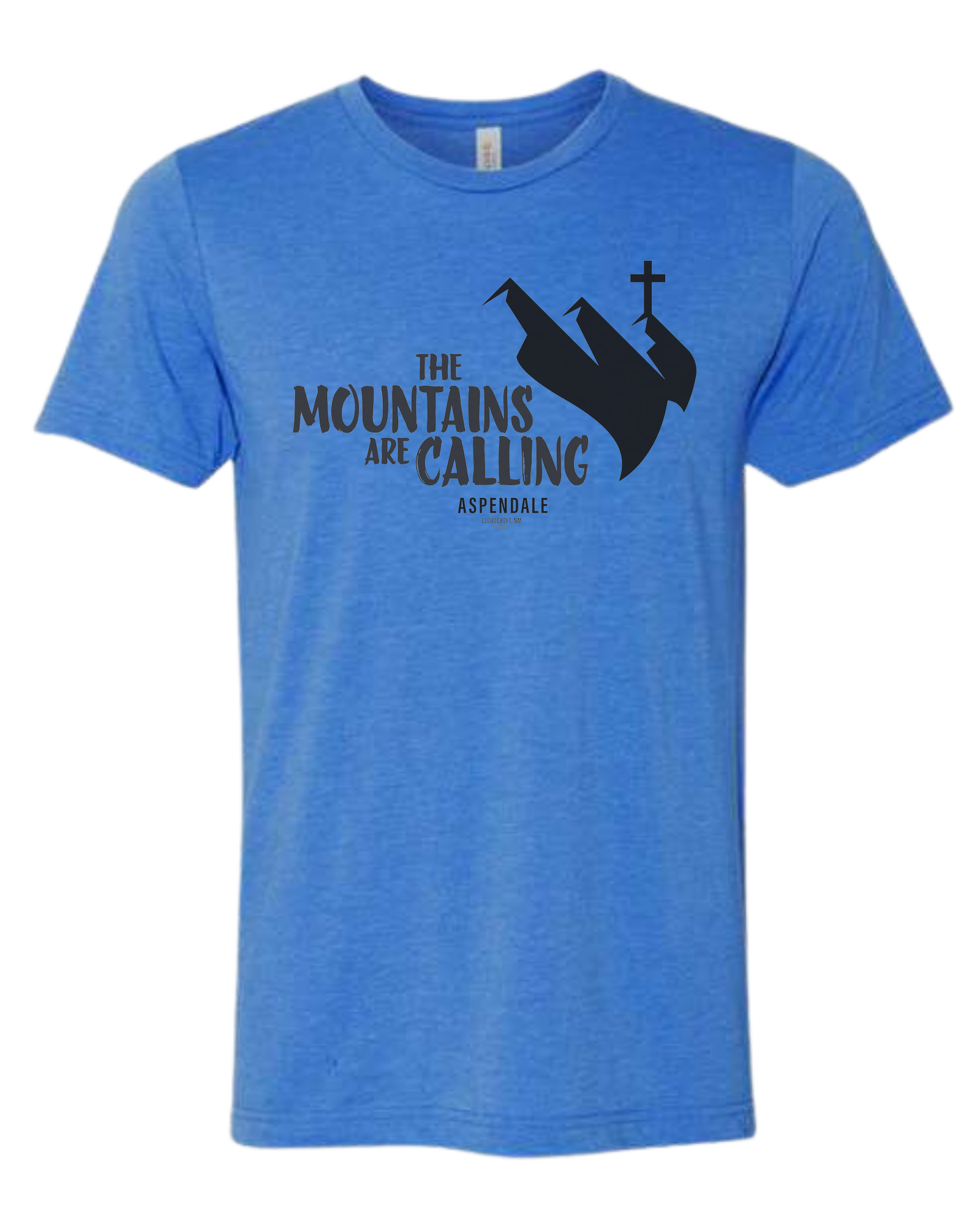 Aspendale "Mountains are Calling"  graphic (black) Premium unisex crewneck tee Royal Blue