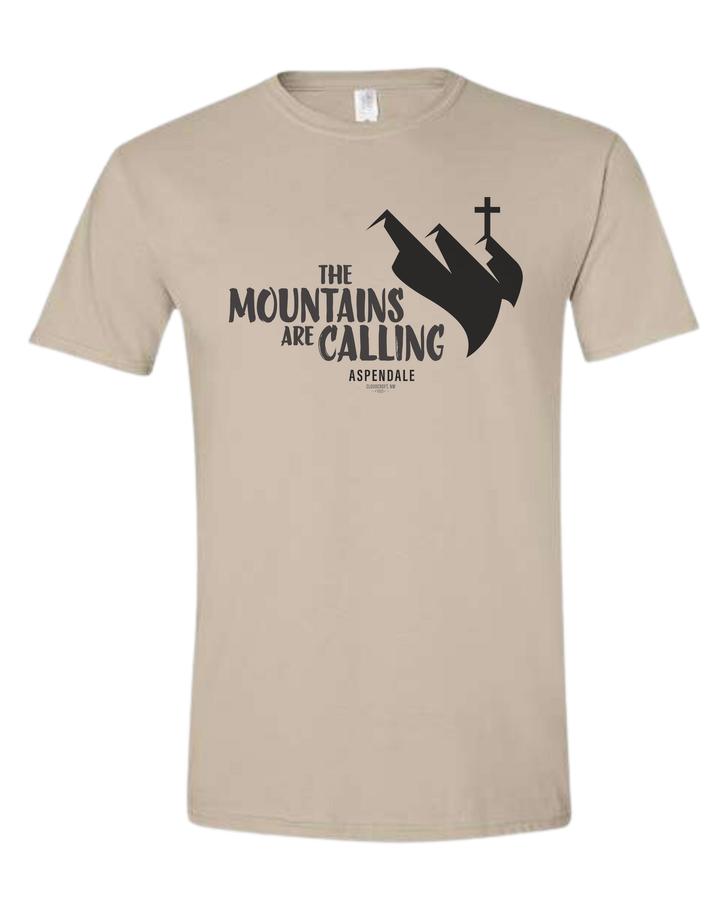Aspendale "Mountains are Calling"  graphic (black) Unisex crewneck graphic tee (light colors) Beige