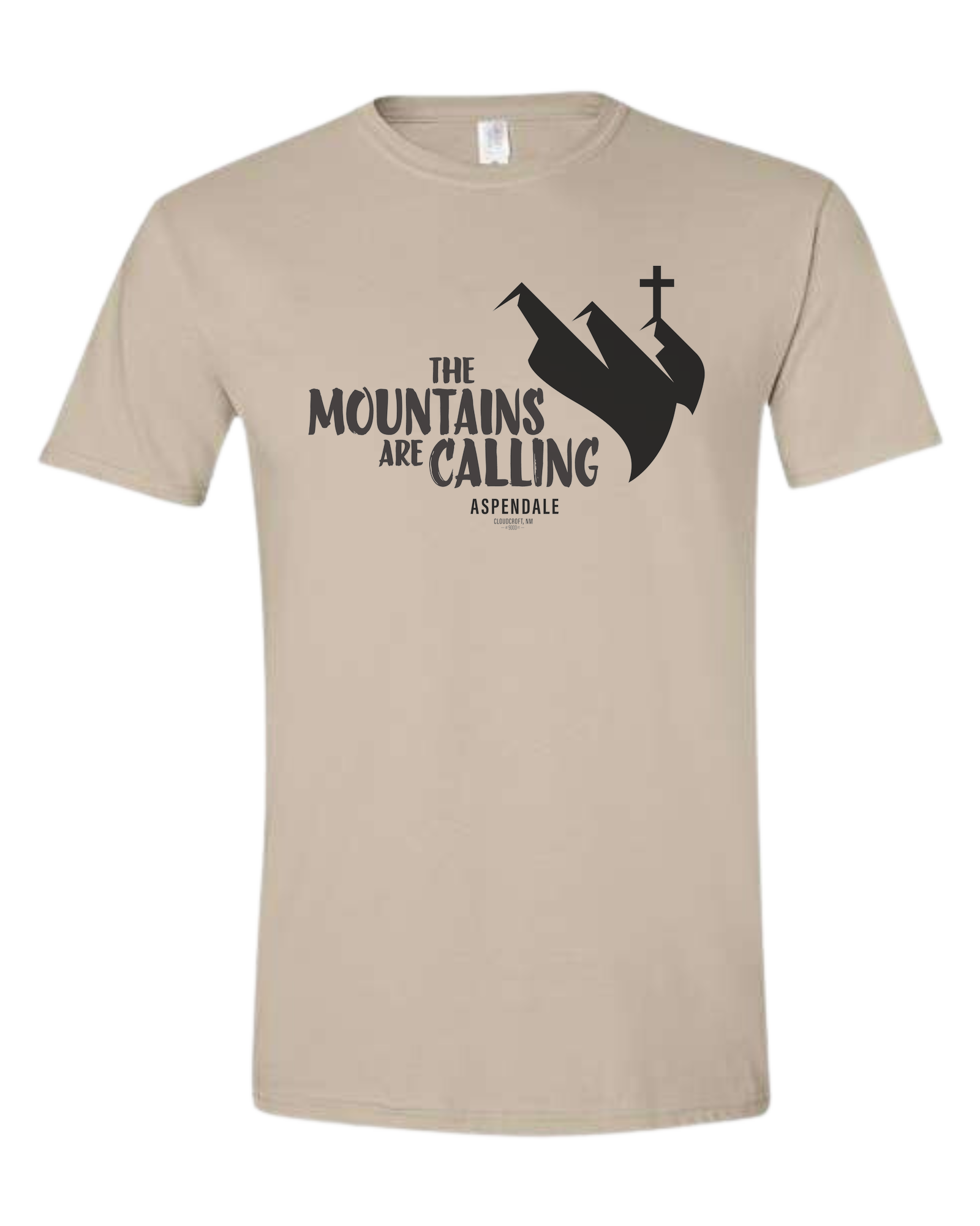 Aspendale "Mountains are Calling"  graphic (black) Unisex crewneck graphic tee (light colors) Beige