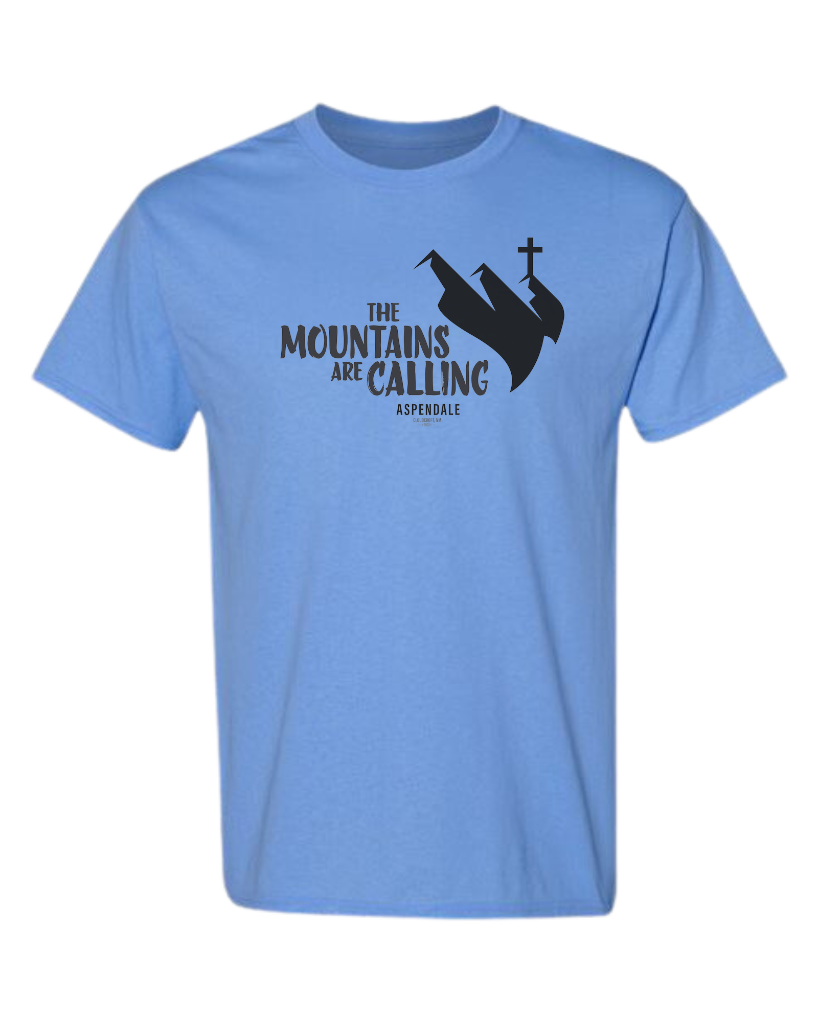 Aspendale "Mountains are Calling"  graphic (black) Unisex crewneck graphic tee (light colors) Caroline Blue