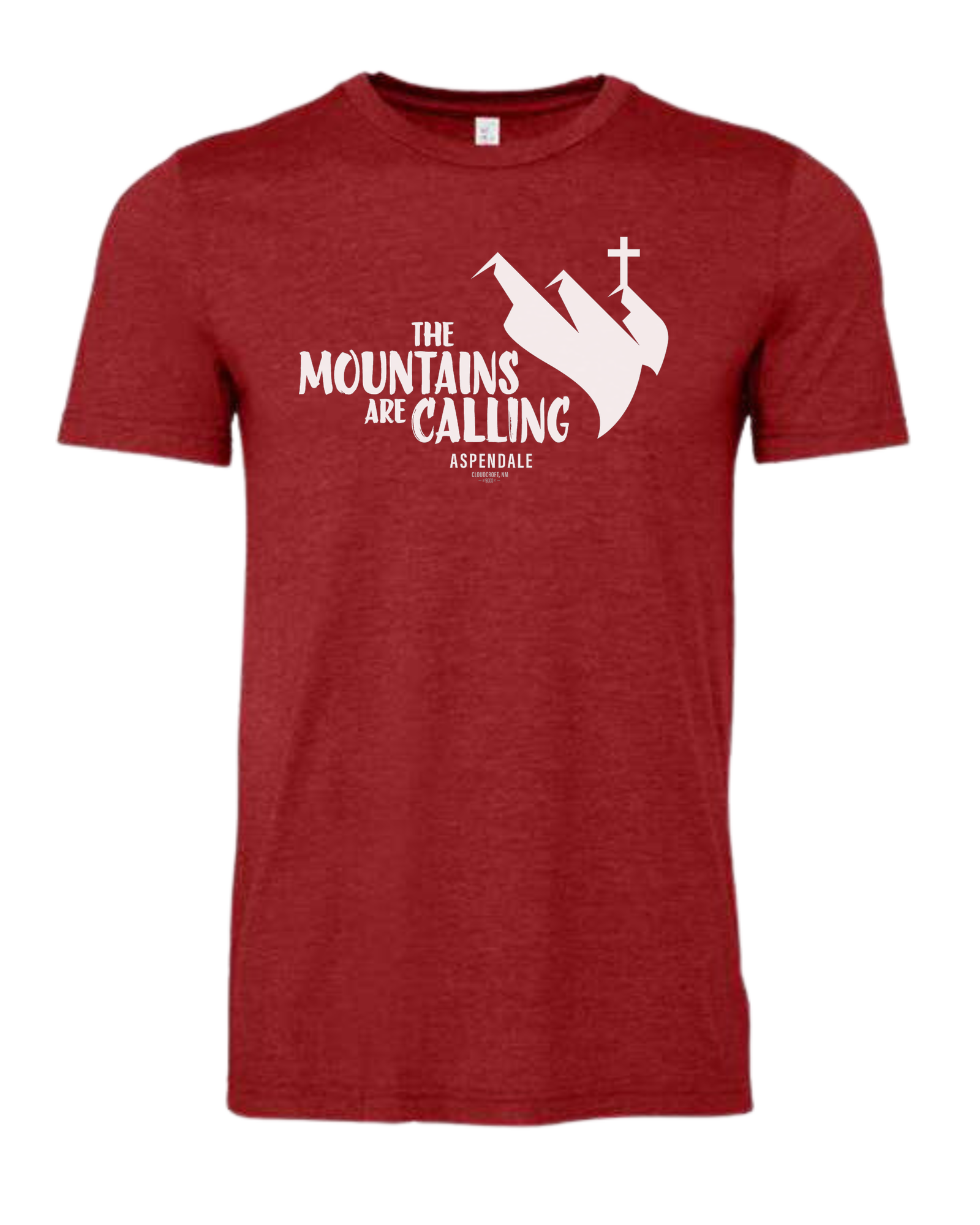 Aspendale "Mountains are Calling" graphic (white) Premium unisex crewneck tee Canvas Red
