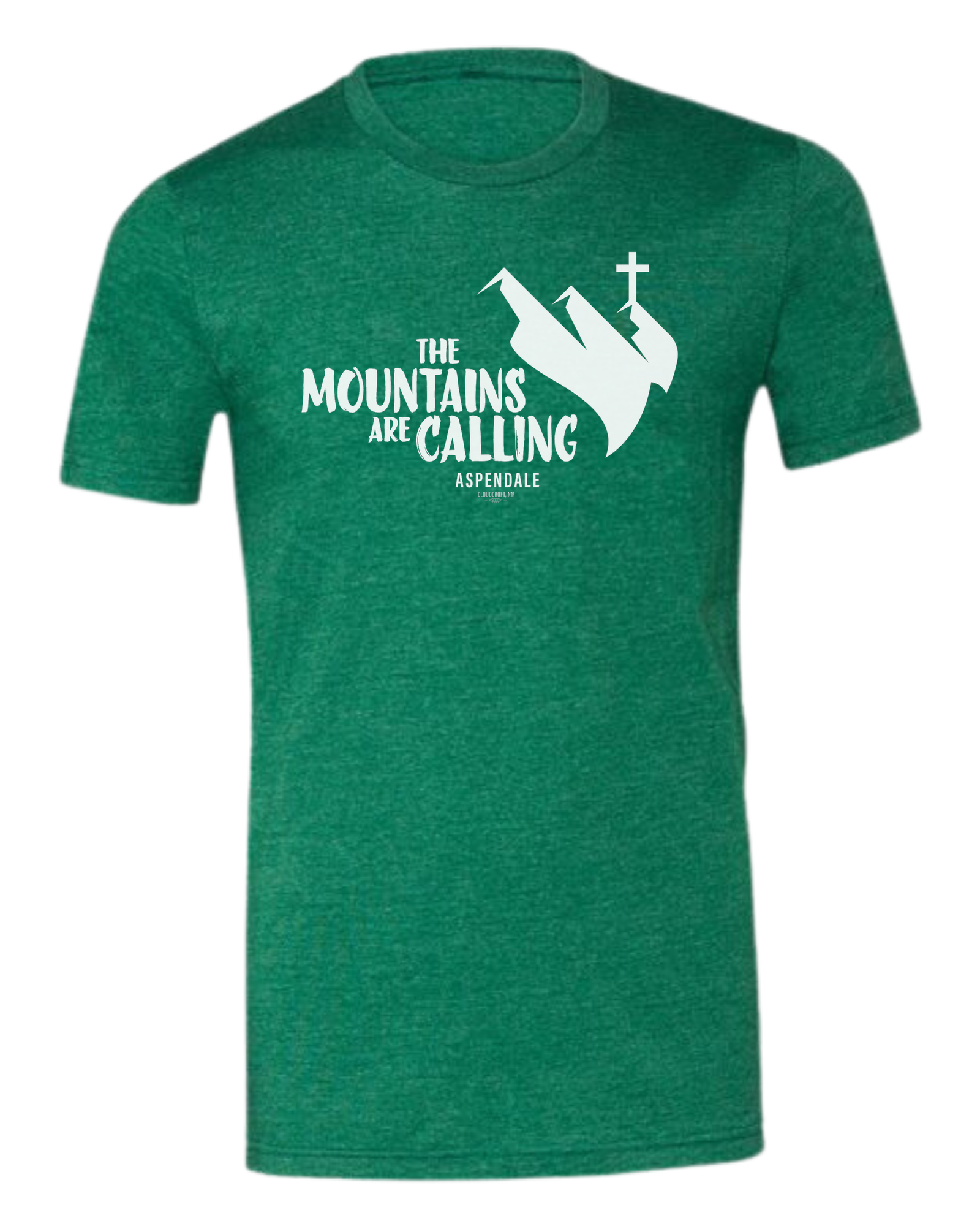 Aspendale "Mountains are Calling" graphic (white) Premium unisex crewneck tee Grass Green