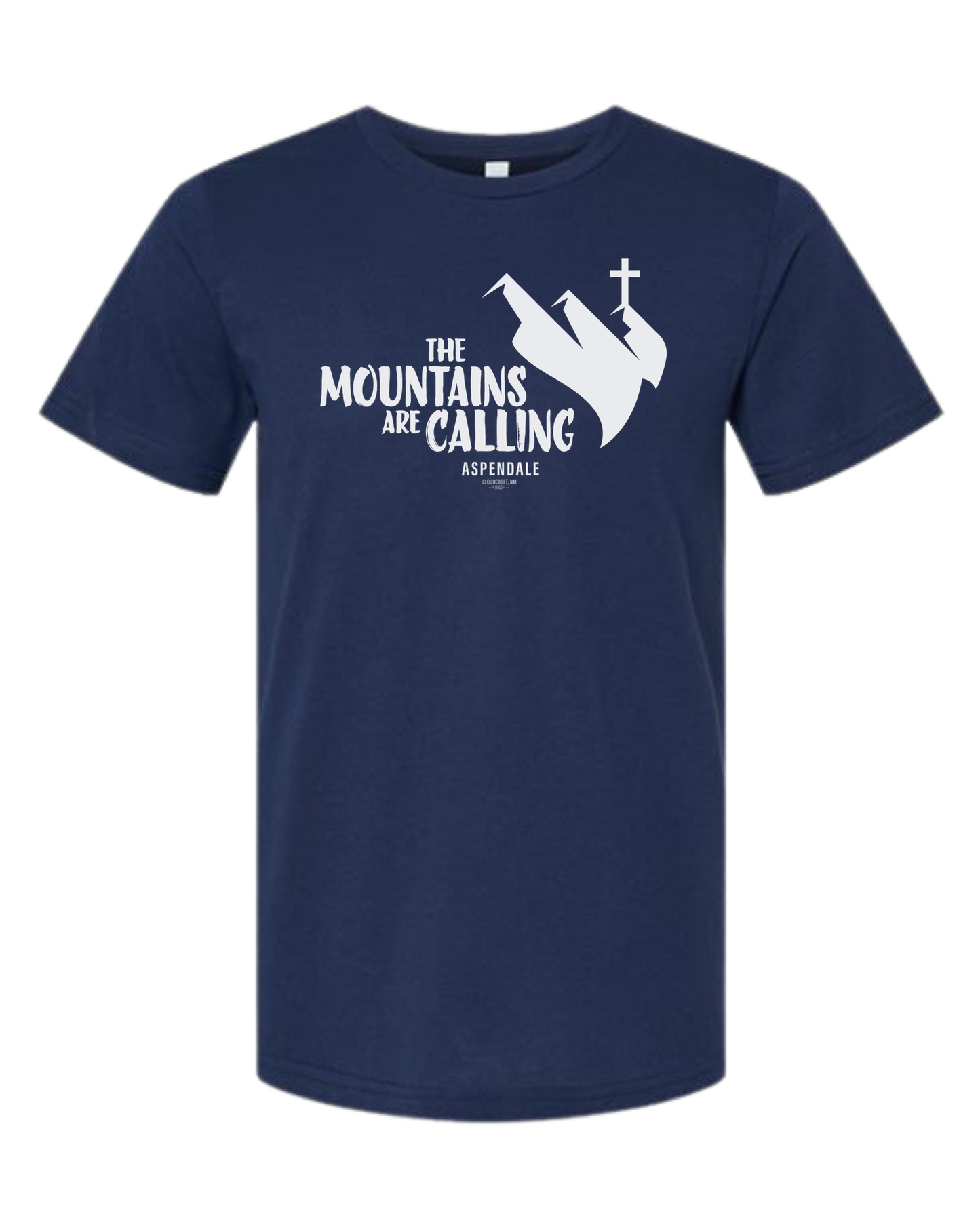 Aspendale "Mountains are Calling" graphic (white) Premium unisex crewneck tee Navy Blue