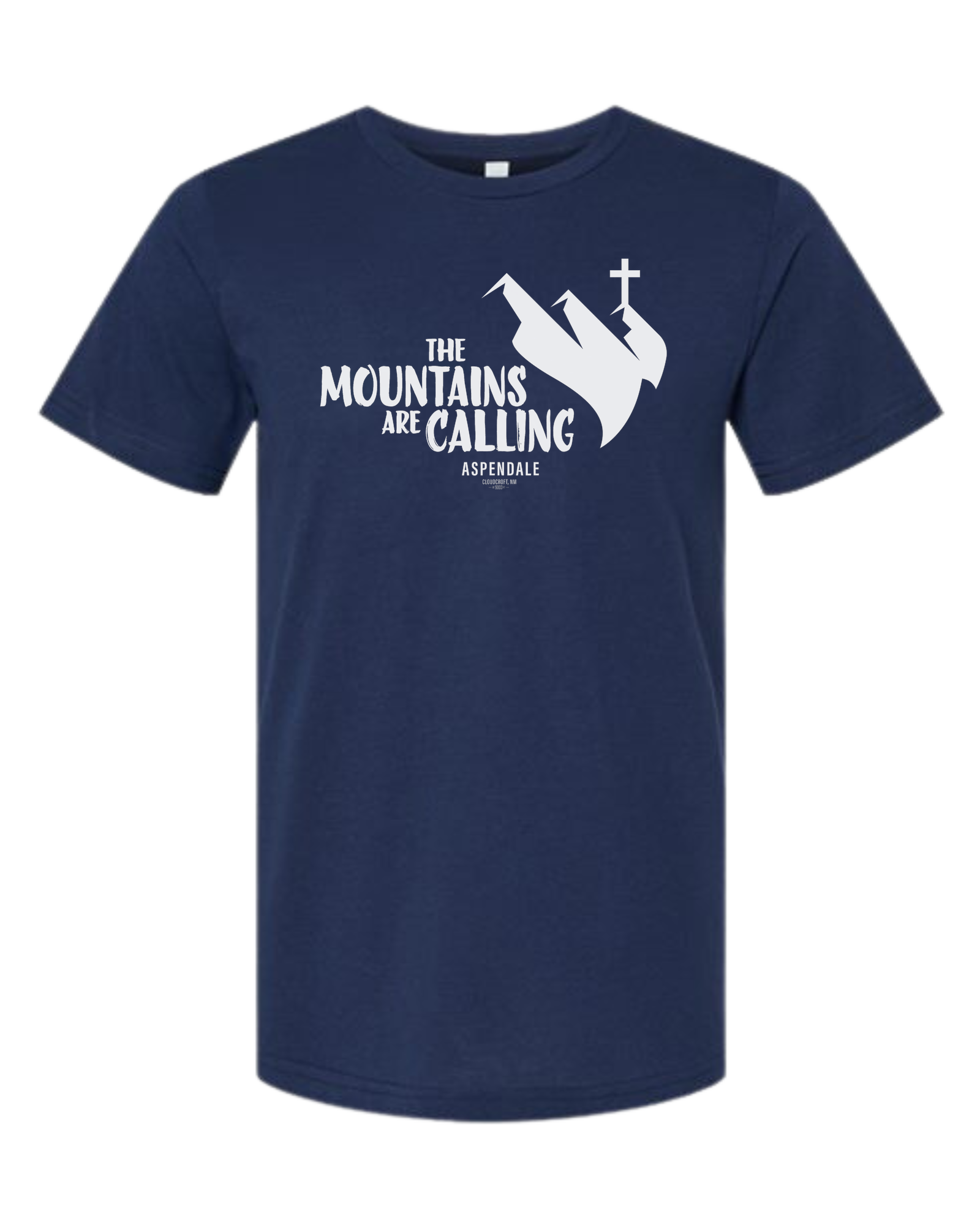 Aspendale "Mountains are Calling" graphic (white) Premium unisex crewneck tee Navy Blue