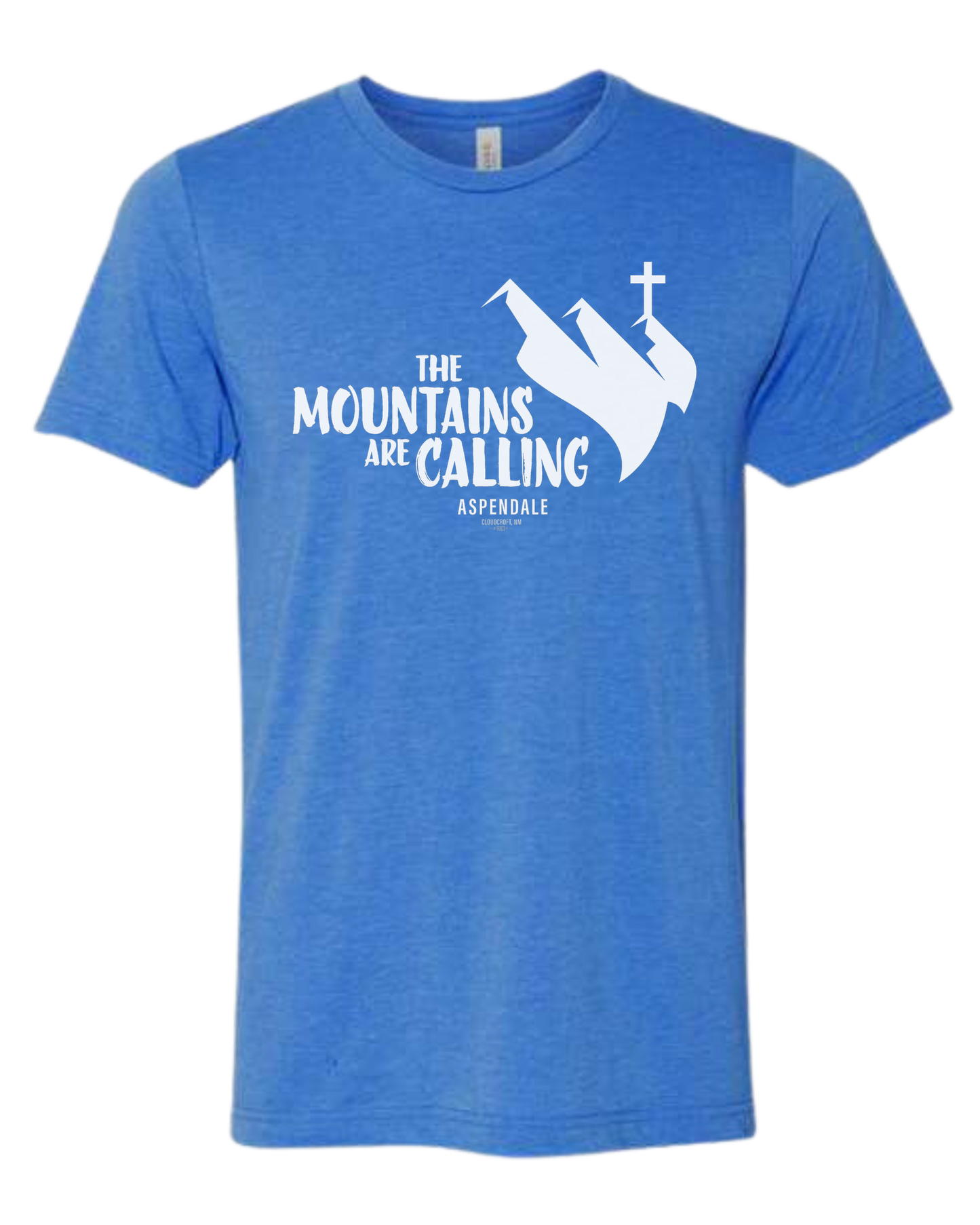 Aspendale "Mountains are Calling" graphic (white) Premium unisex crewneck tee Royal Blue