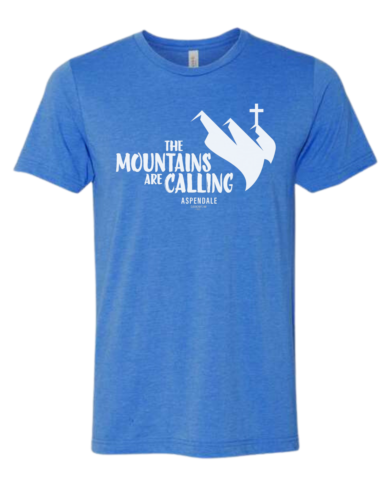 Aspendale "Mountains are Calling" graphic (white) Premium unisex crewneck tee Royal Blue