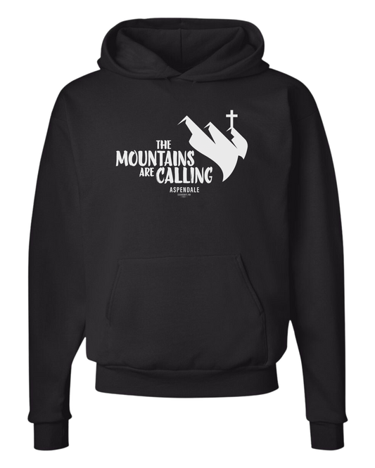 Aspendale "Mountains are Calling" graphic (white) Unisex Classic Hoodie Black