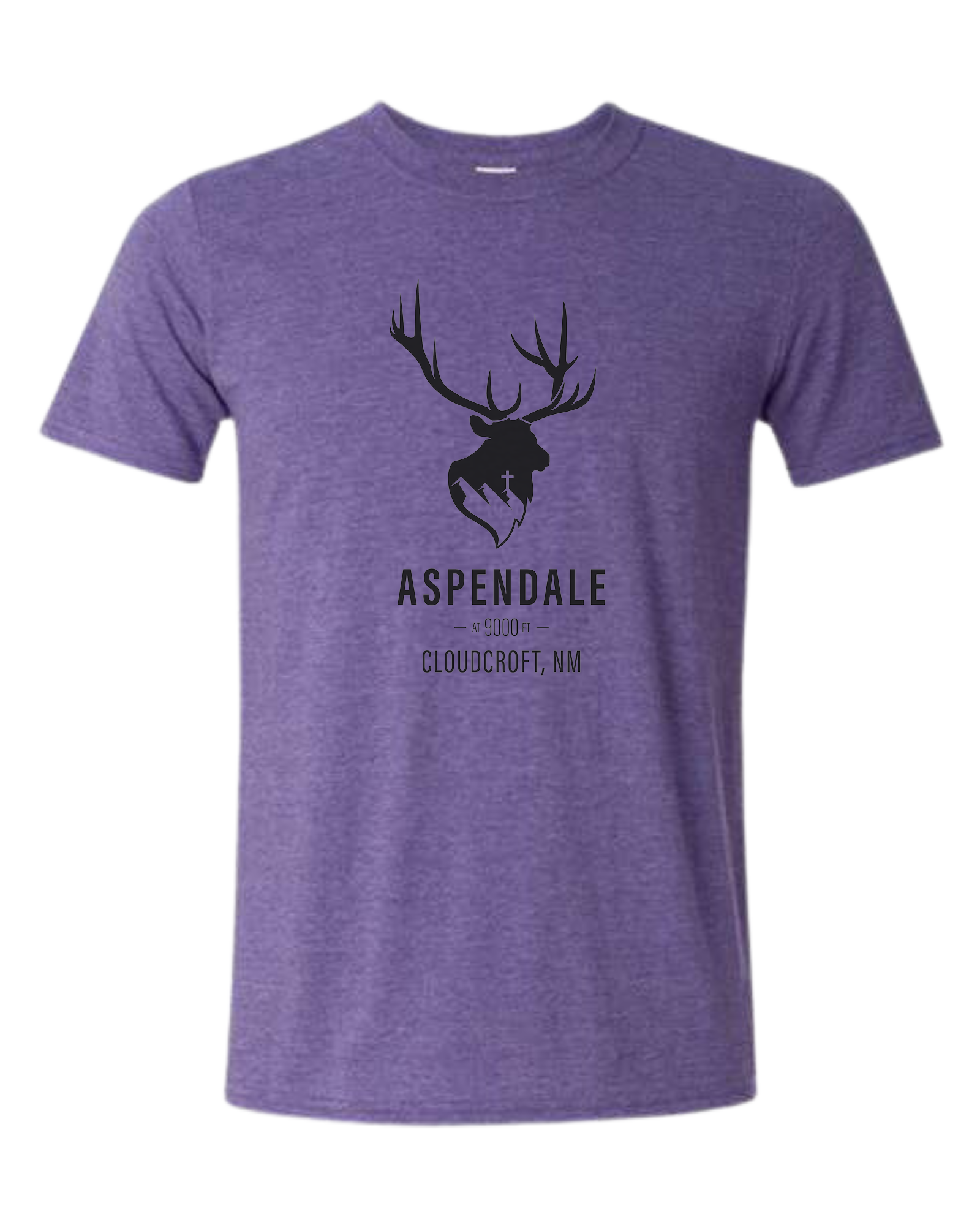 Aspendale at 9000ft (black) Unisex crewneck graphic tee (light colors) Heather Purple