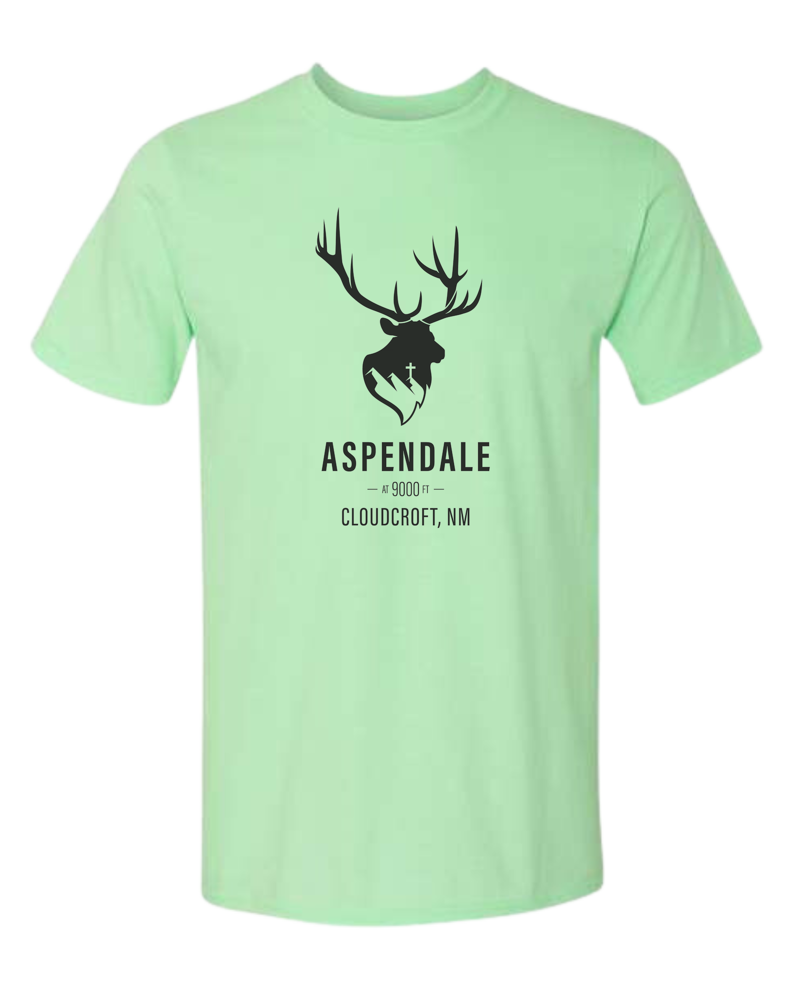 Aspendale at 9000ft (black) Unisex crewneck graphic tee (light colors) Mint Green