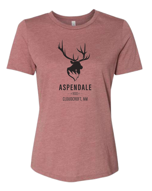 Aspendale at 9000ft (black) Women's fit premium crewneck tee Mauve Pink