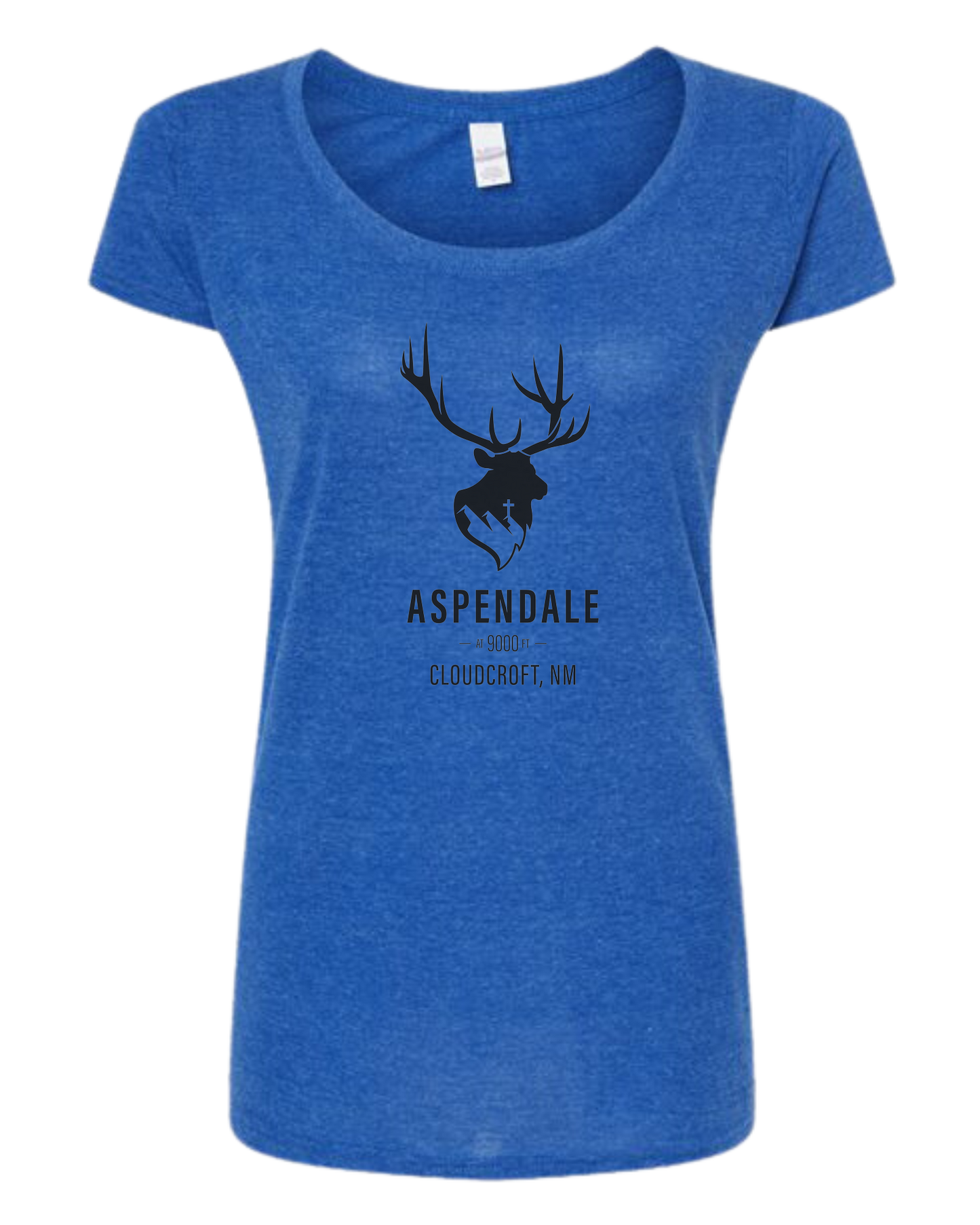 Aspendale at 9000ft (black) Women's fit scoop neck tee Royal Blue