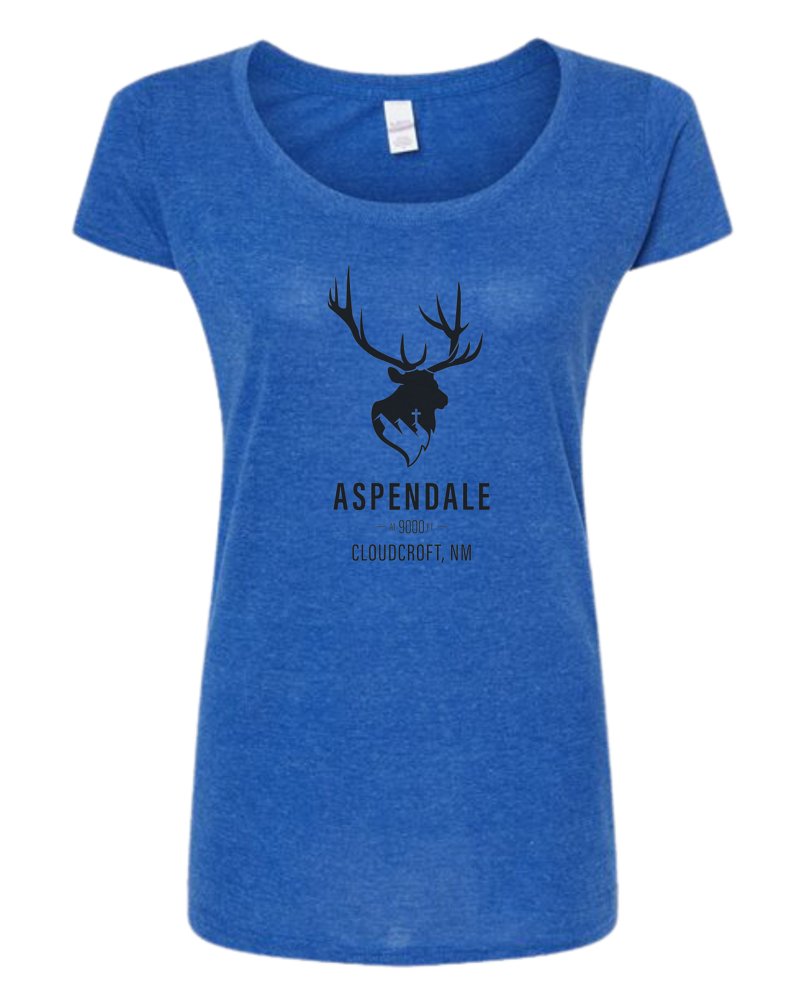 Aspendale at 9000ft (black) Women's fit scoop neck tee Royal Blue