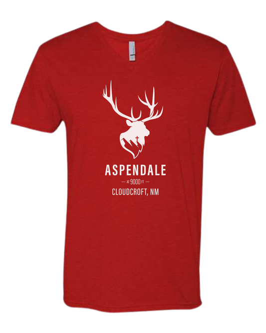 Aspendale at 9000ft (white) Premium unisex v-neck tee Red