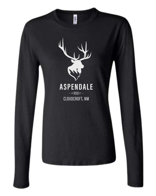 Aspendale at 9000ft (white) Women's fit crewneck long sleeve fit Black