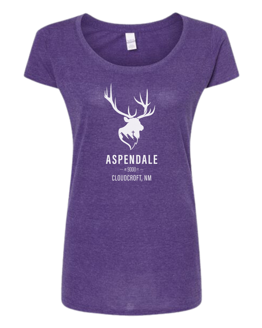 Aspendale at 9000ft (white) Women's fit scoop neck tee Heather Purple