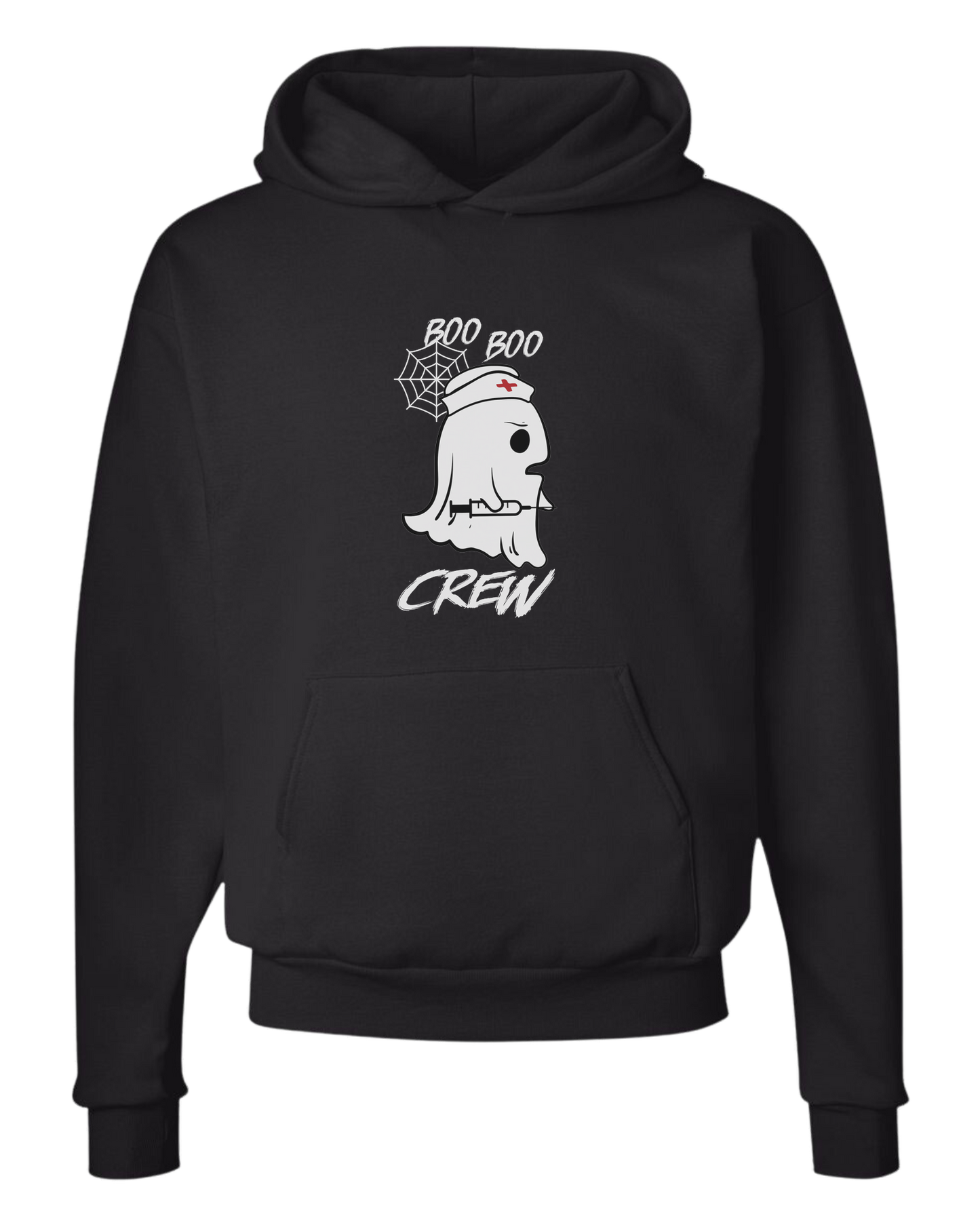 "Boo Boo Crew" ghost nurse holding syringe graphic tee Unisex Classic Hoodie Black