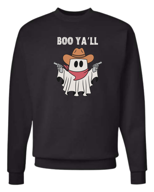 "Boo Ya'll" Cowboy ghost tee Classic unisex crewneck sweatshirt Black