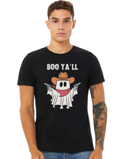 "Boo Ya'll" Cowboy ghost tee Premium unisex crewneck tee Black