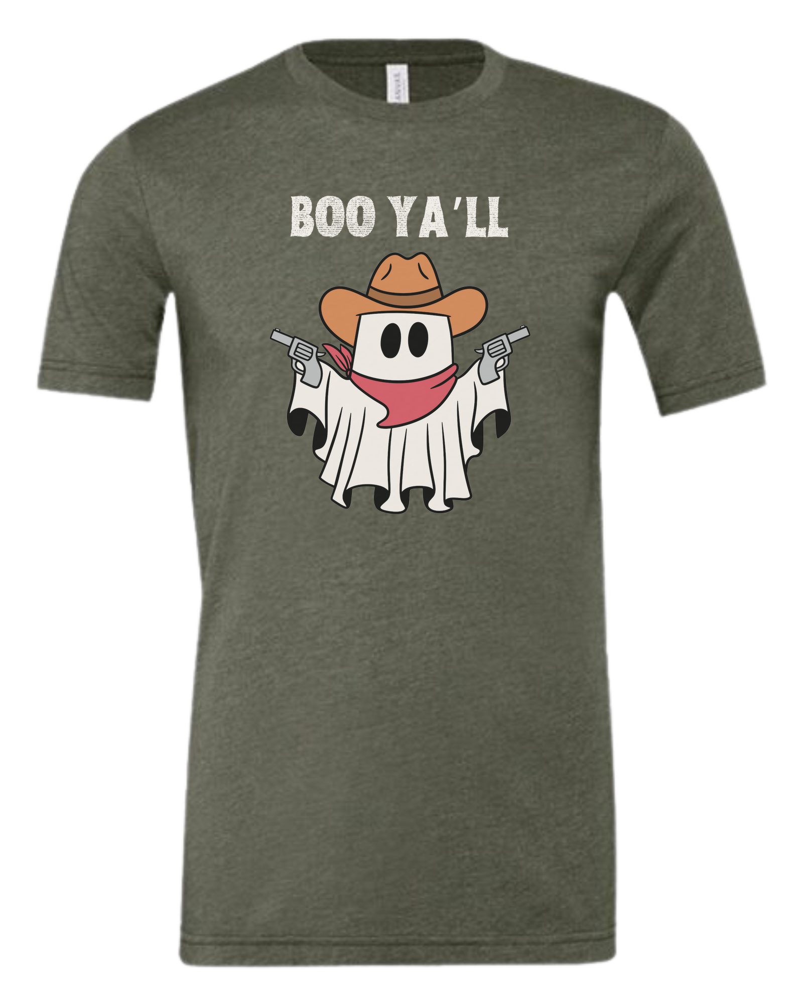 "Boo Ya'll" Cowboy ghost tee Premium unisex crewneck tee Military Green