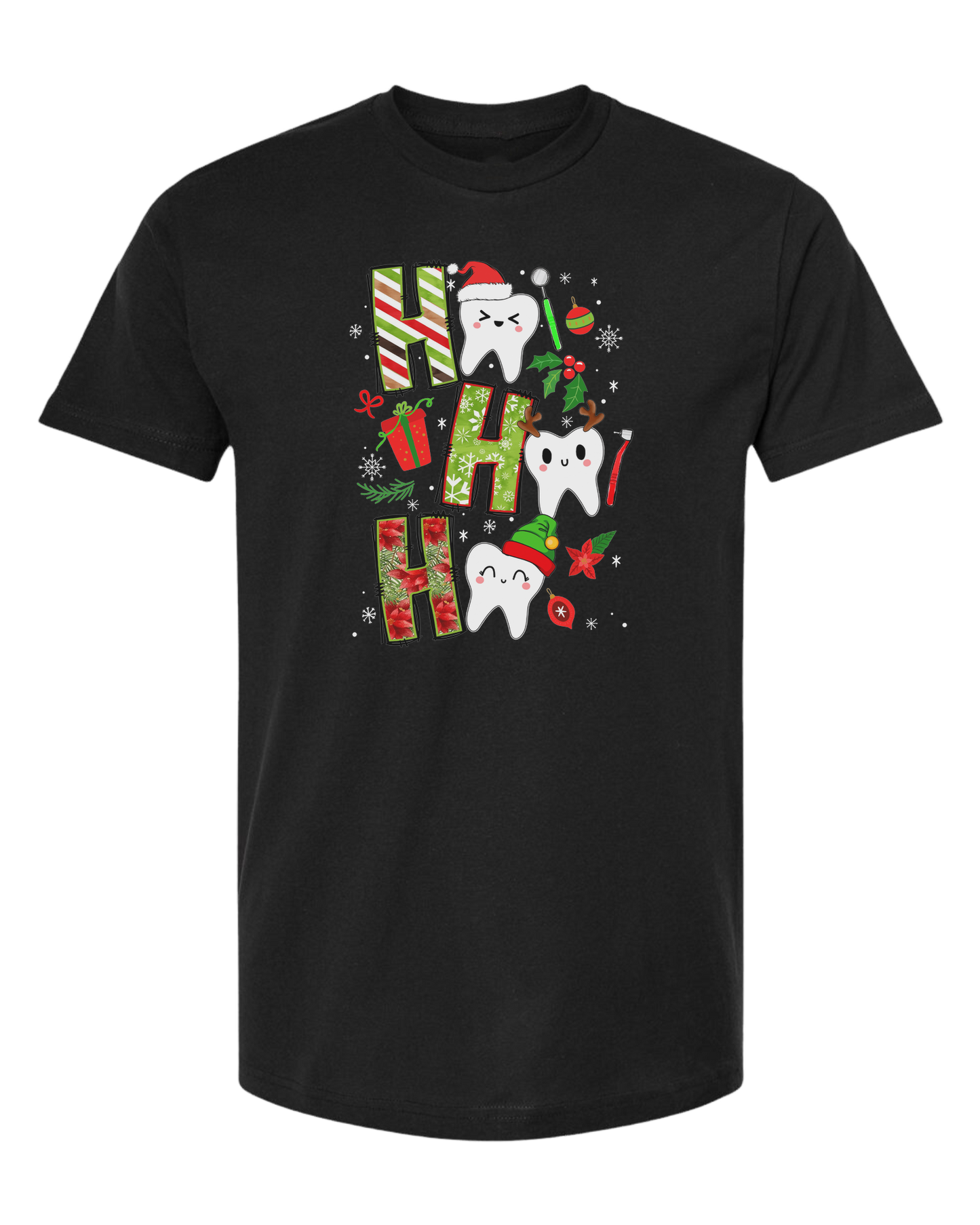 Christmas wrapping paper "HO HO HO" graphic Unisex crew-neck  graphic tee Black